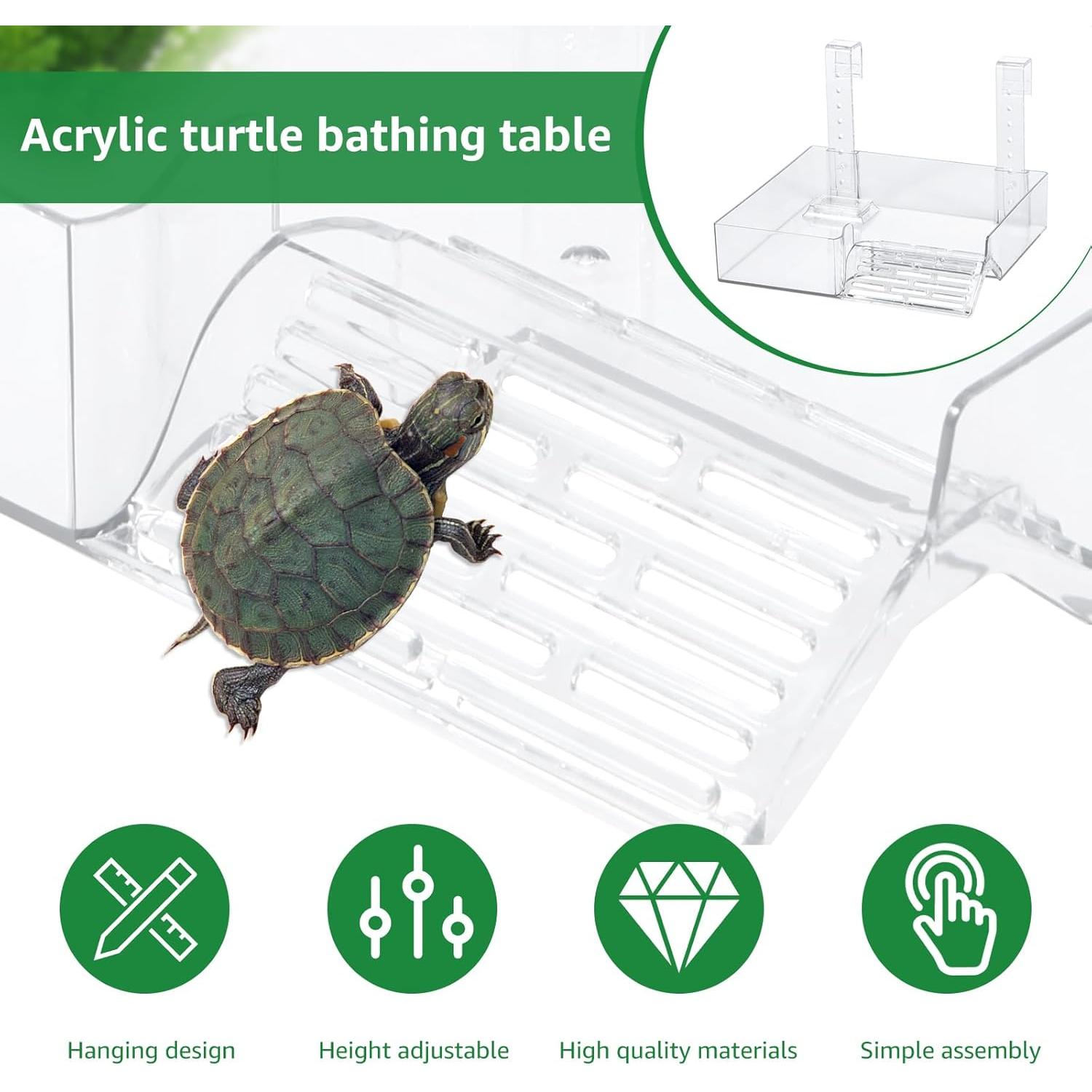 Plataforma de Sol para Tortugas Acrílico Ajustable 22.5x21 cm