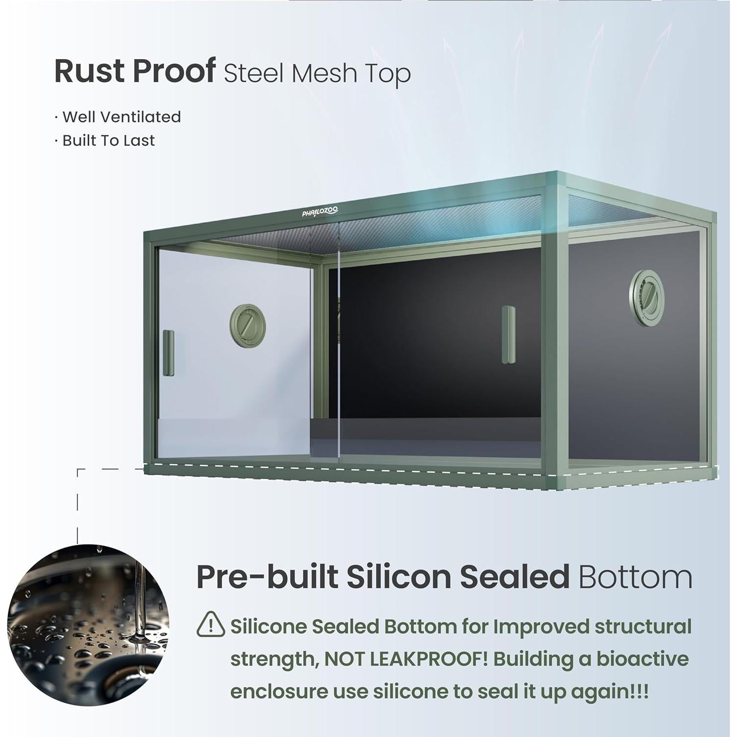 Tanque de Reptiles Phailozoo 189L 91x46x46cm Verde Terroso