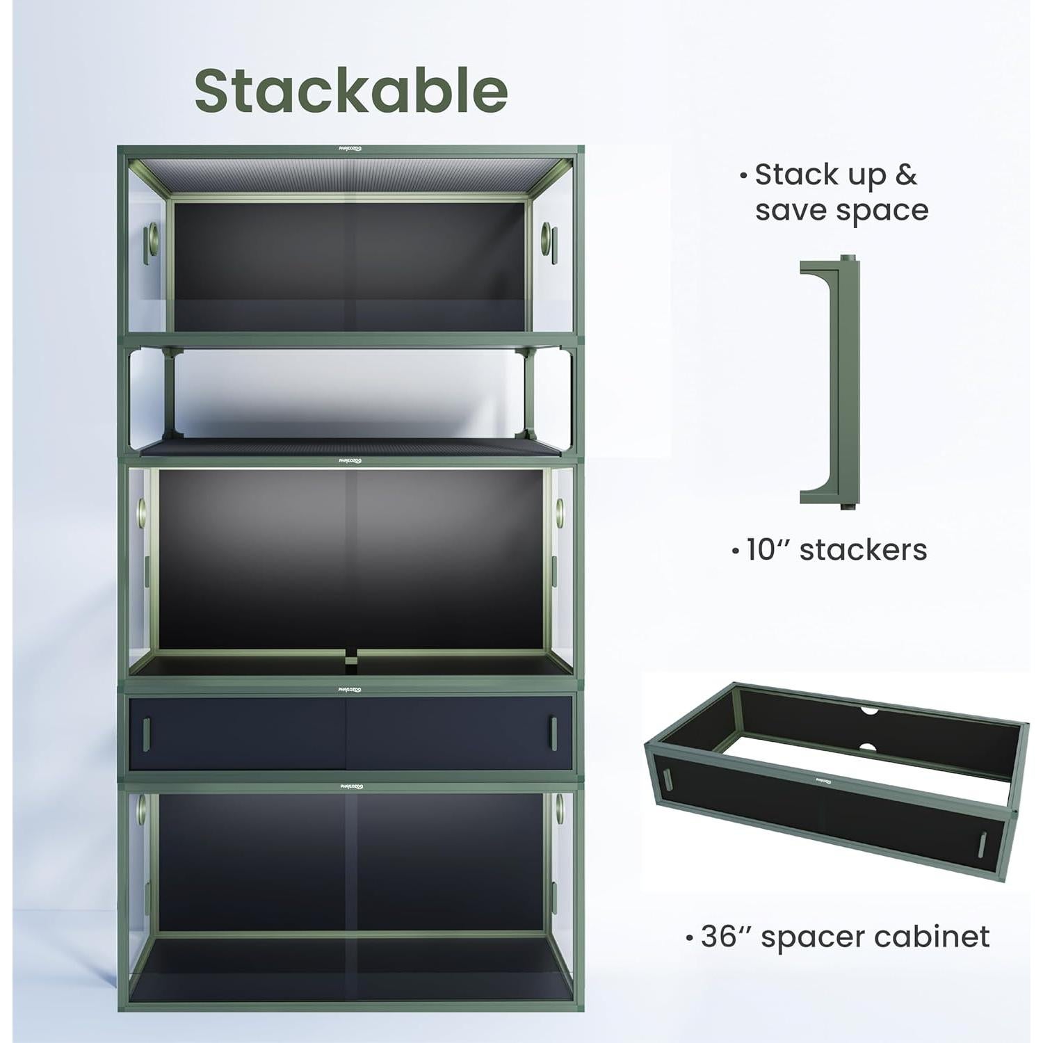 Tanque de Reptiles Phailozoo 189L 91x46x46cm Verde Terroso