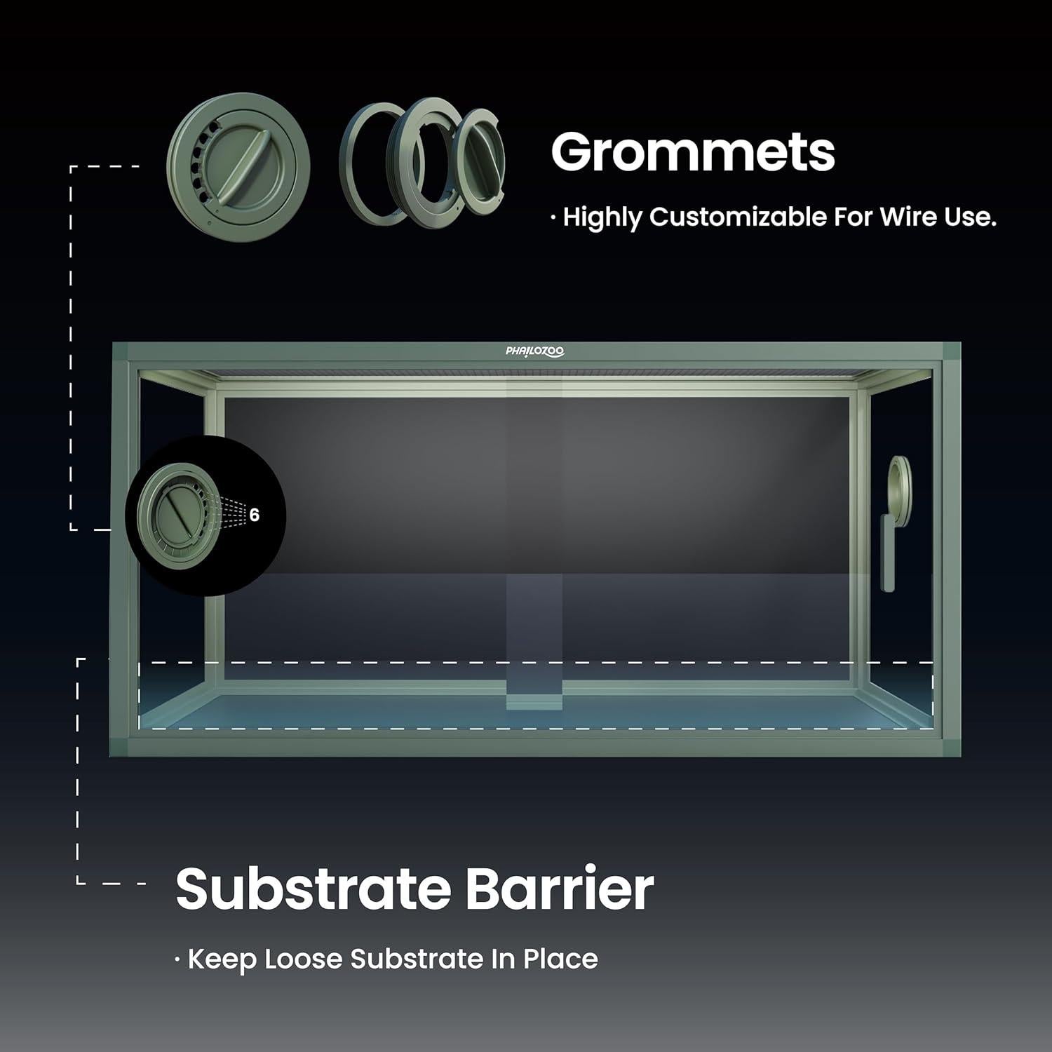 Tanque de Reptiles Phailozoo 189L 91x46x46cm Verde Terroso