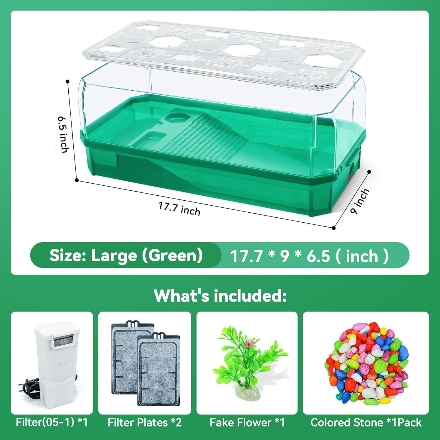 Kit Hábitat para Tortugas Acuáticas BINANO 48.9x24.9cm Verde