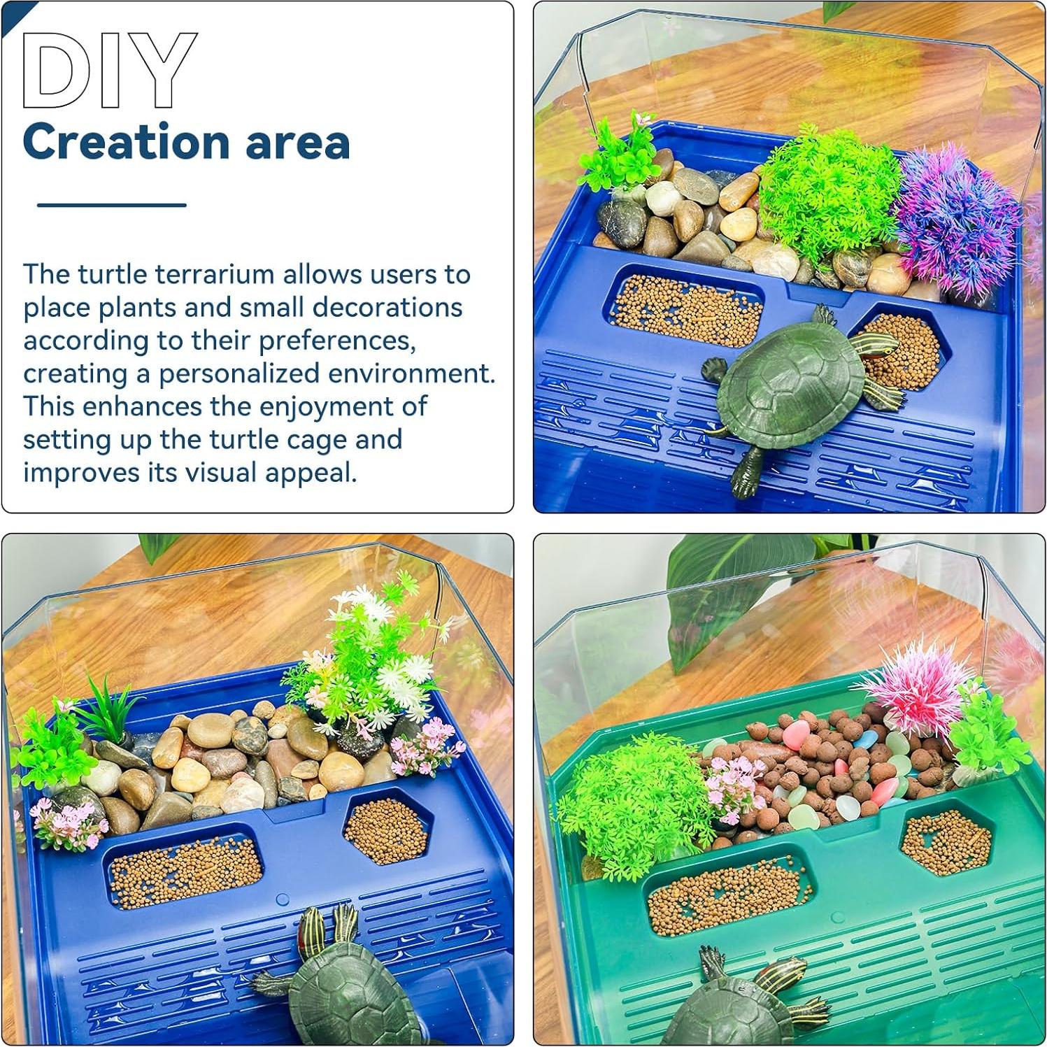 Kit Hábitat para Tortugas Acuáticas BINANO 48.9x24.9cm Verde