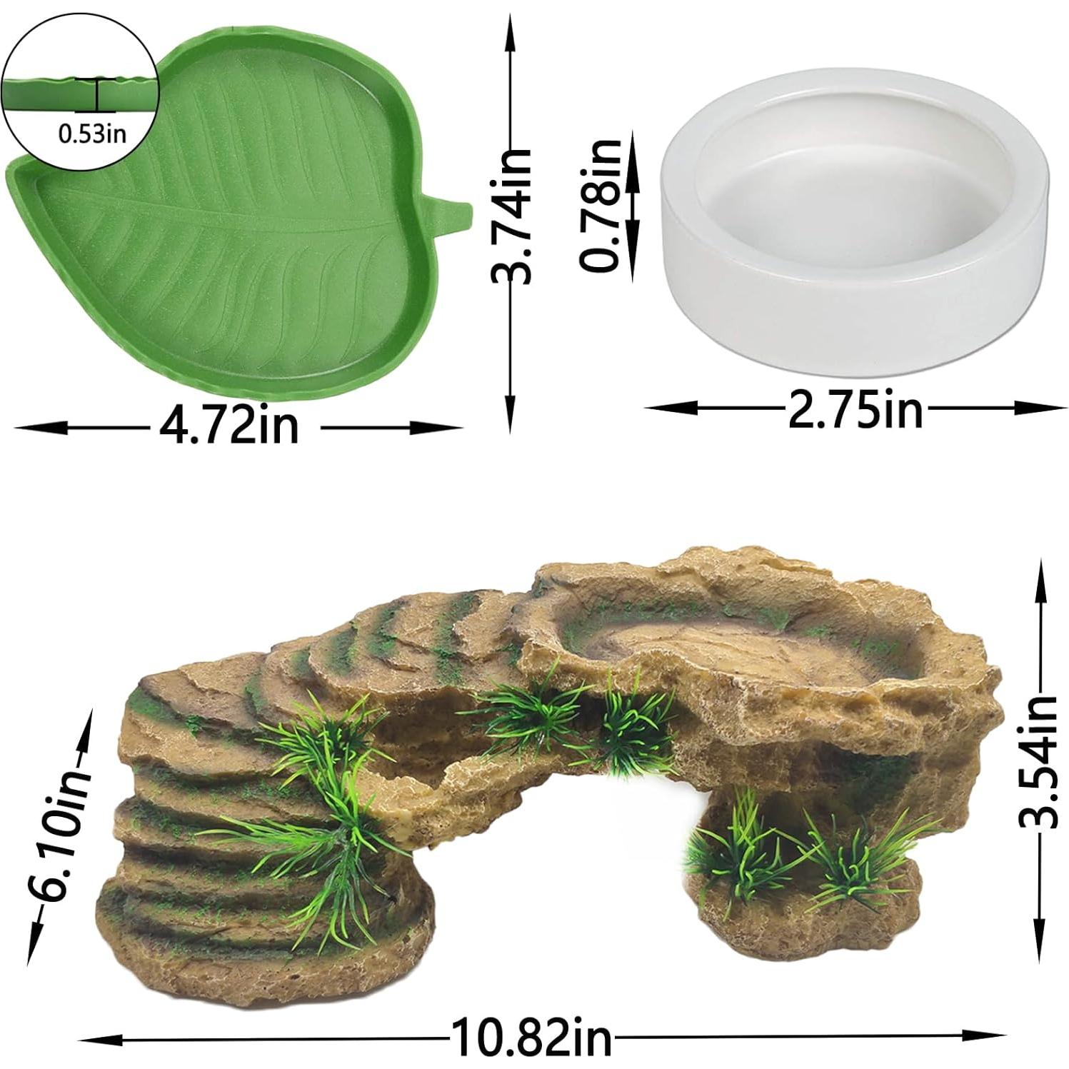Plataforma de Sol para Tortugas Hamiledyi con Tazones 27.5x15.5cm