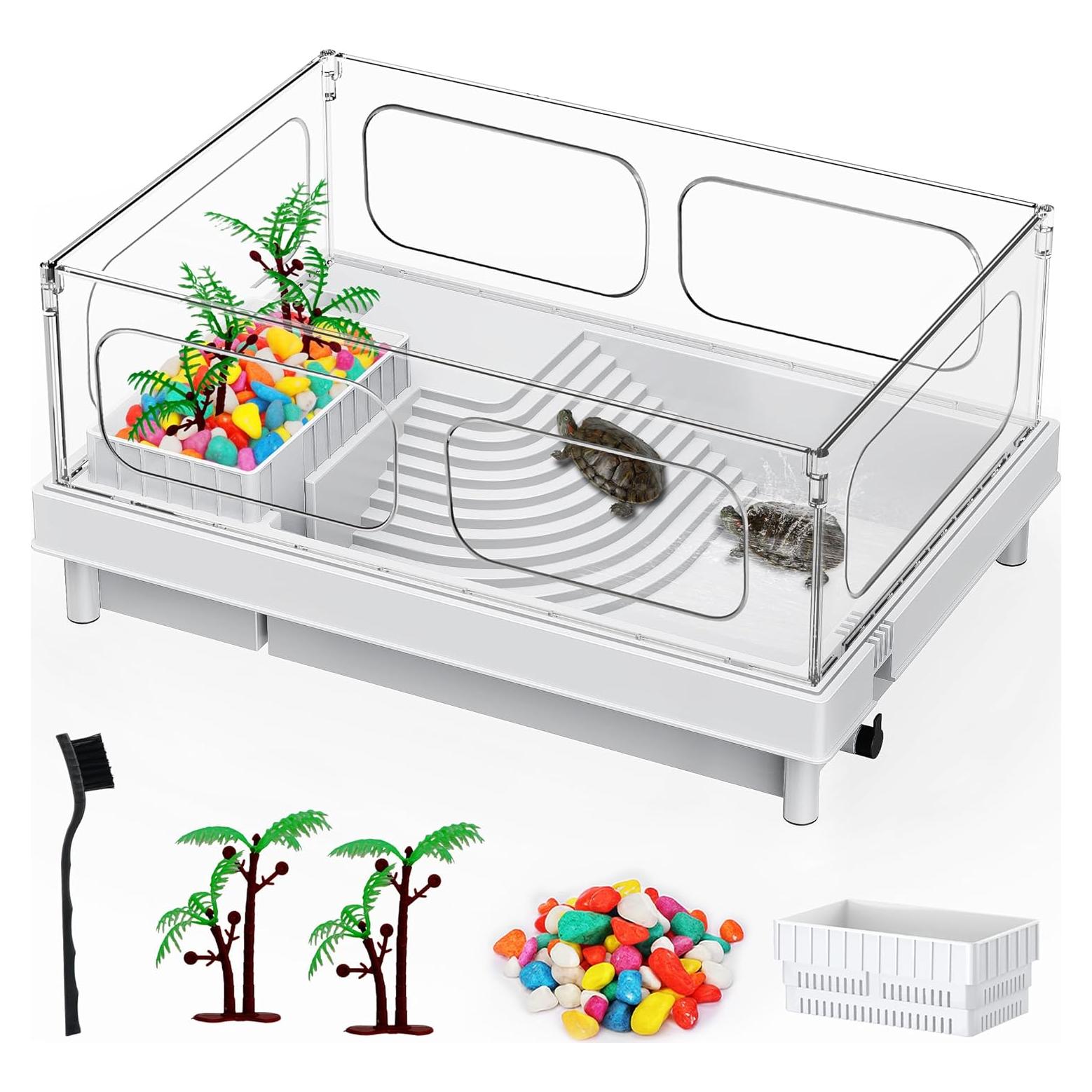 Acuario para Tortugas Geegoods 39.1x26.9x18 cm con Plataforma