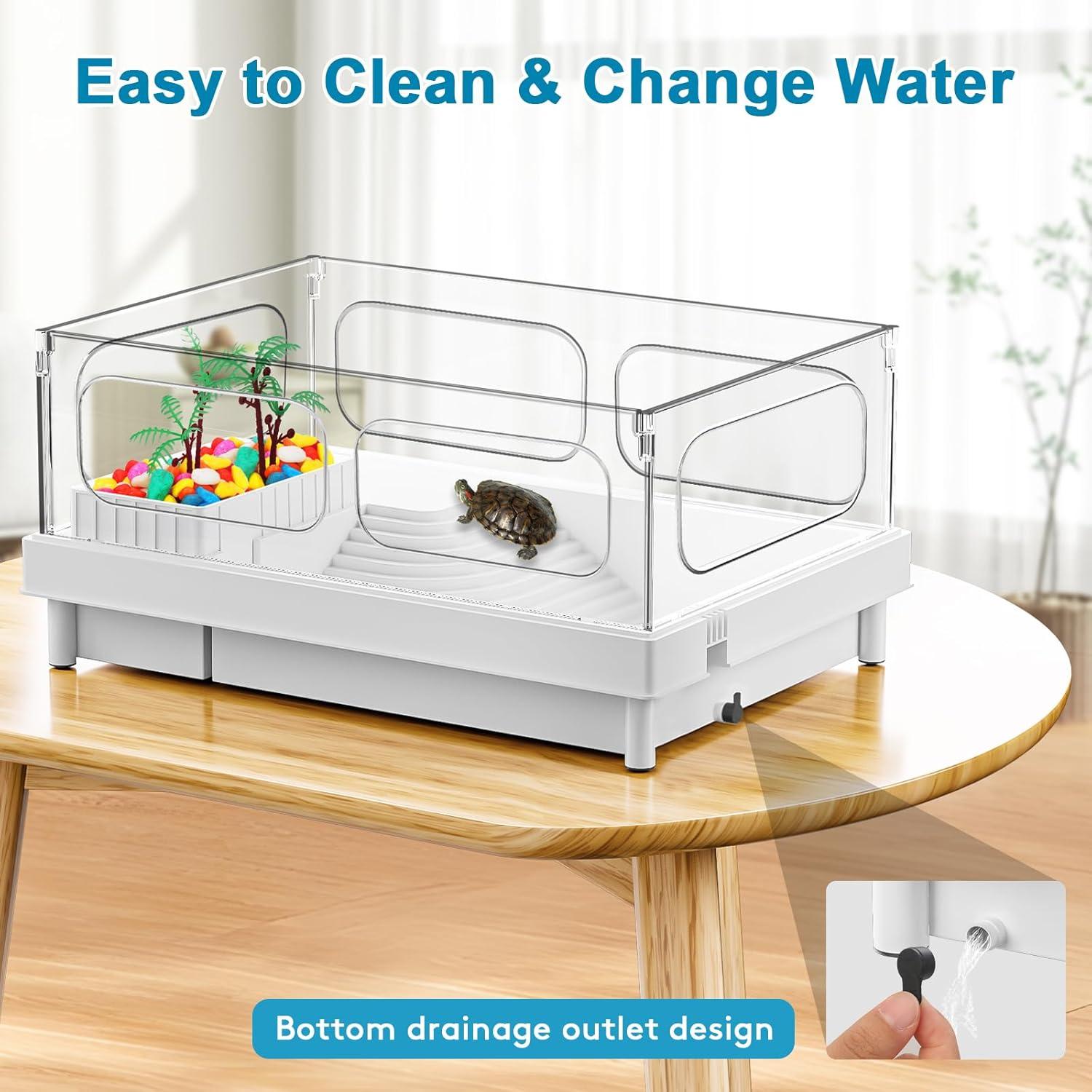 Acuario para Tortugas Geegoods 39.1x26.9x18 cm con Plataforma