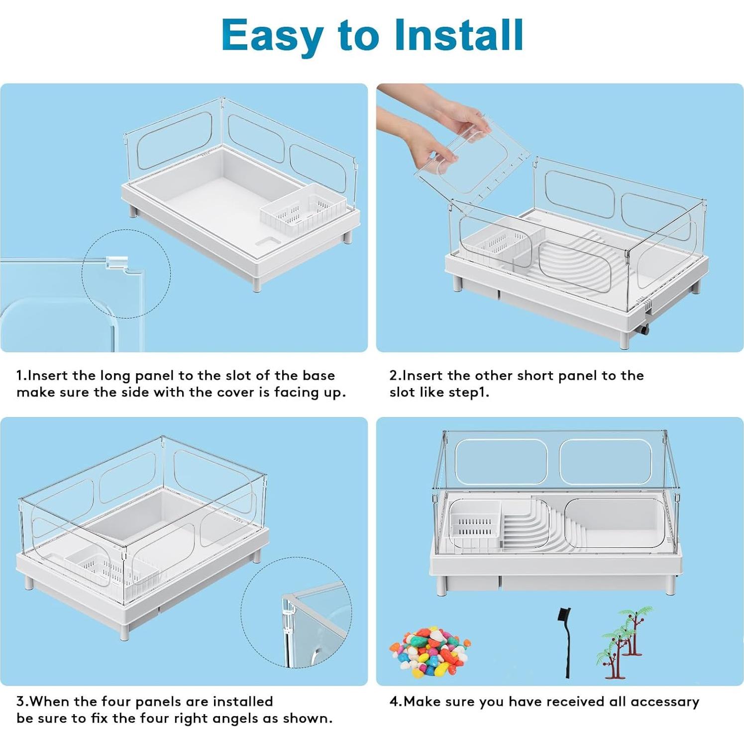 Acuario para Tortugas Geegoods 39.1x26.9x18 cm con Plataforma