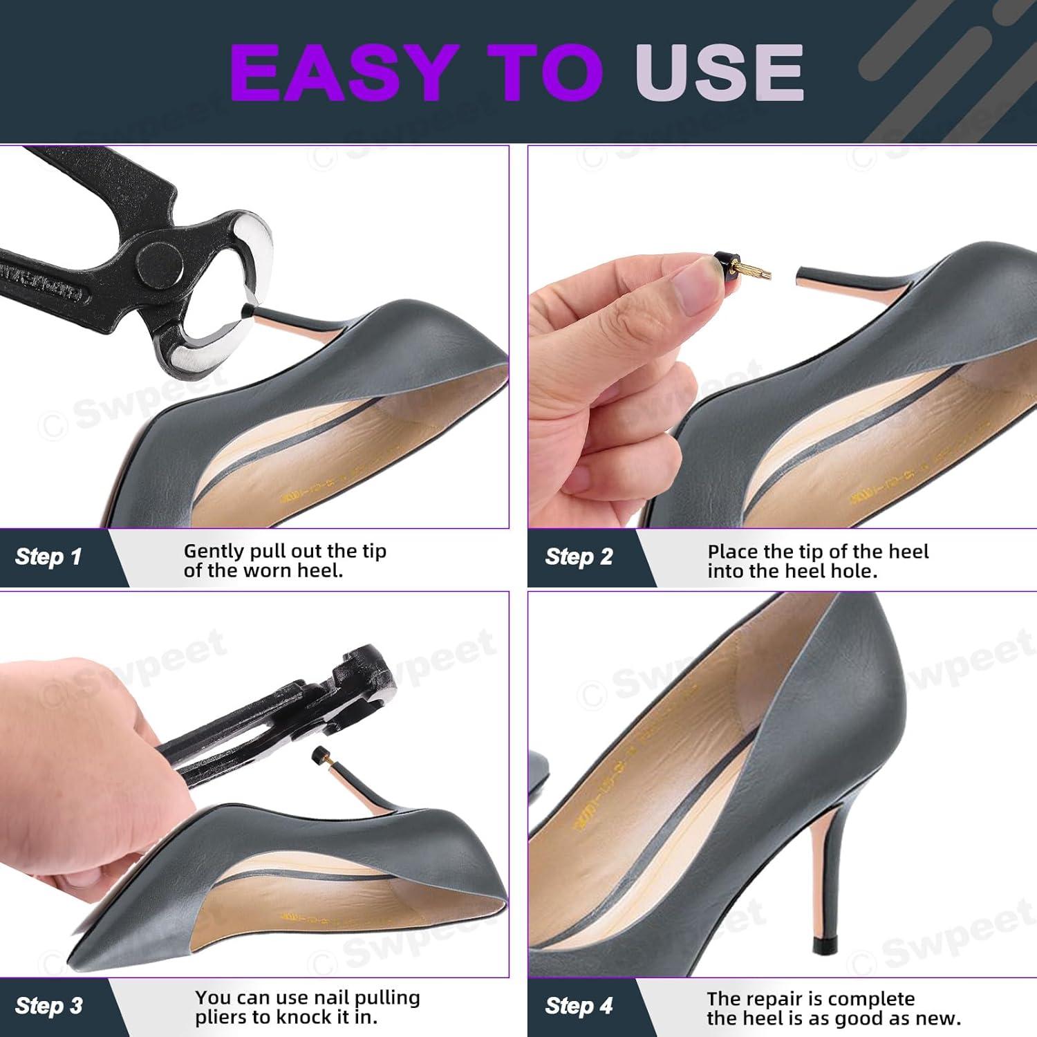 Kit de Reparación de Tacones Altos Swpeet 30 Pares + Alicates