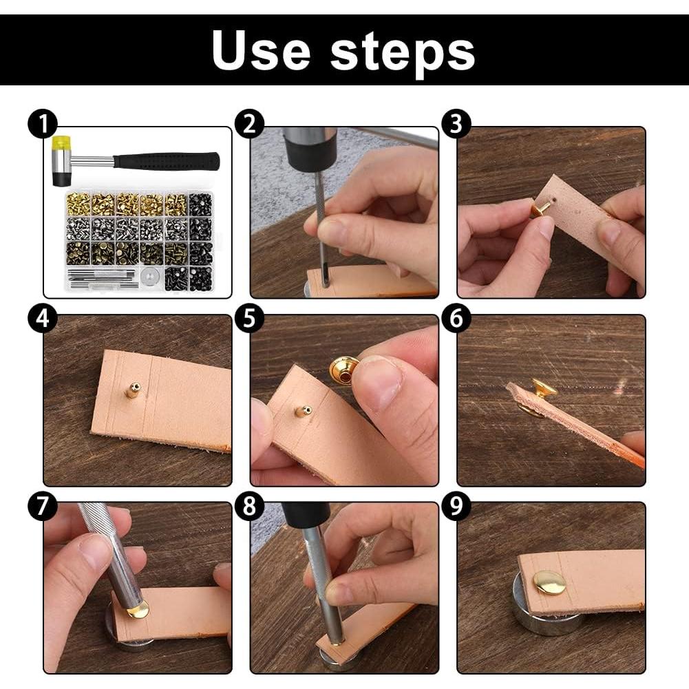 Kit de Remaches de Cuero TLKKUE 360 - 4 Colores y 3 Tamaños