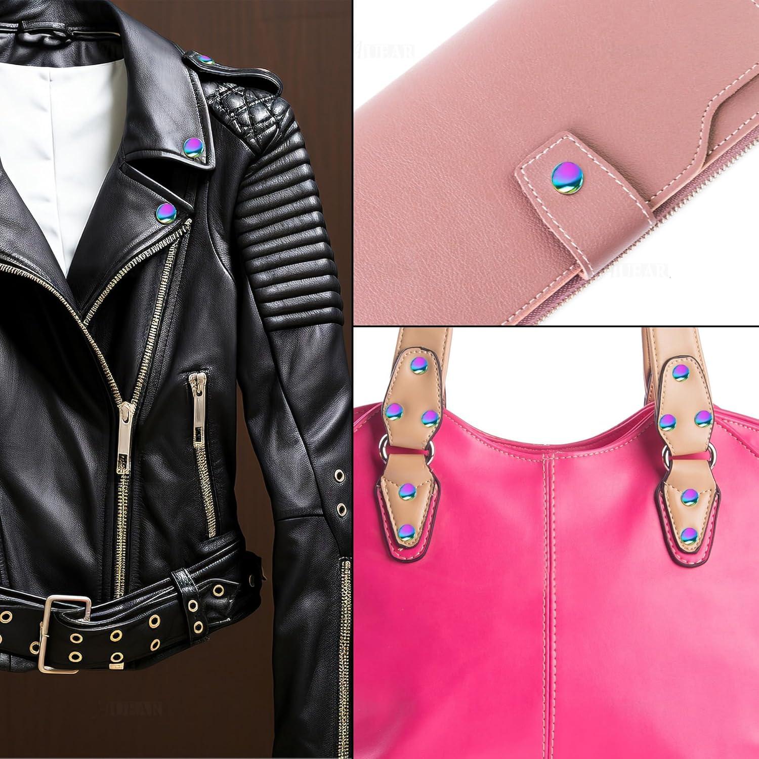 30 Remaches de Cuero Doble Cabeza Arcoíris AUEAR 8mm