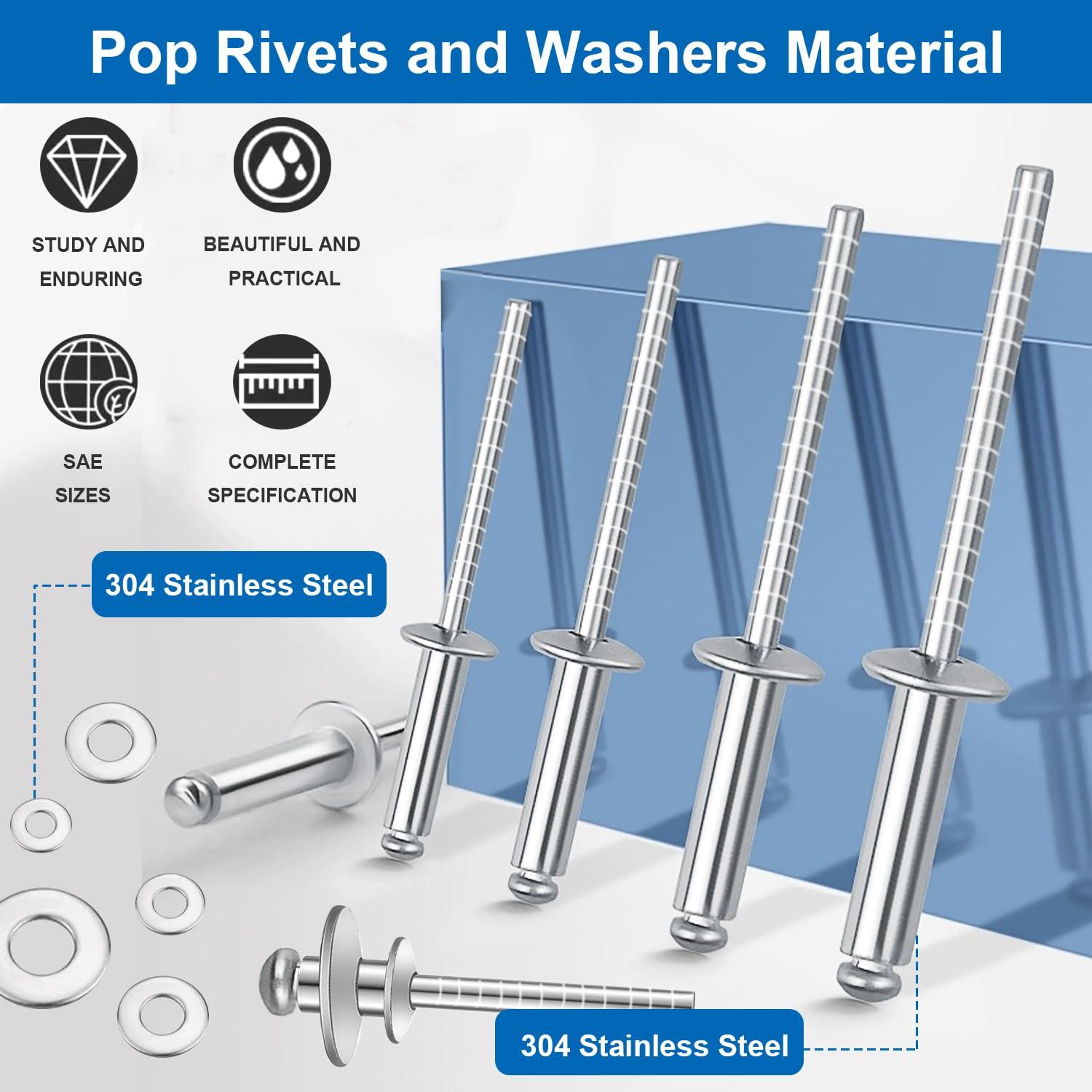 Kit de Remaches de Acero Inoxidable 600 Pcs smseace 9 Tamaños