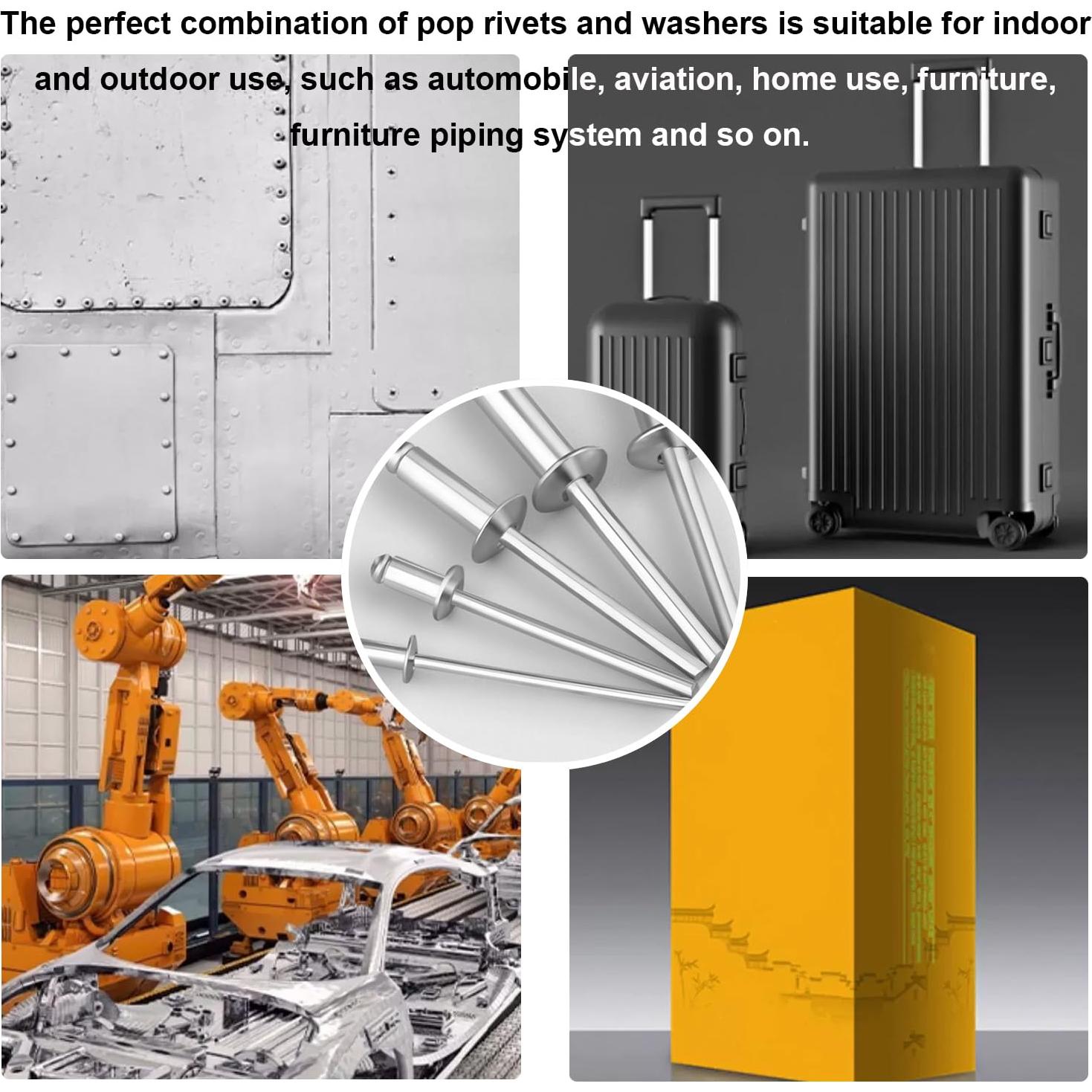Kit de Remaches de Acero Inoxidable 600 Pcs smseace 9 Tamaños