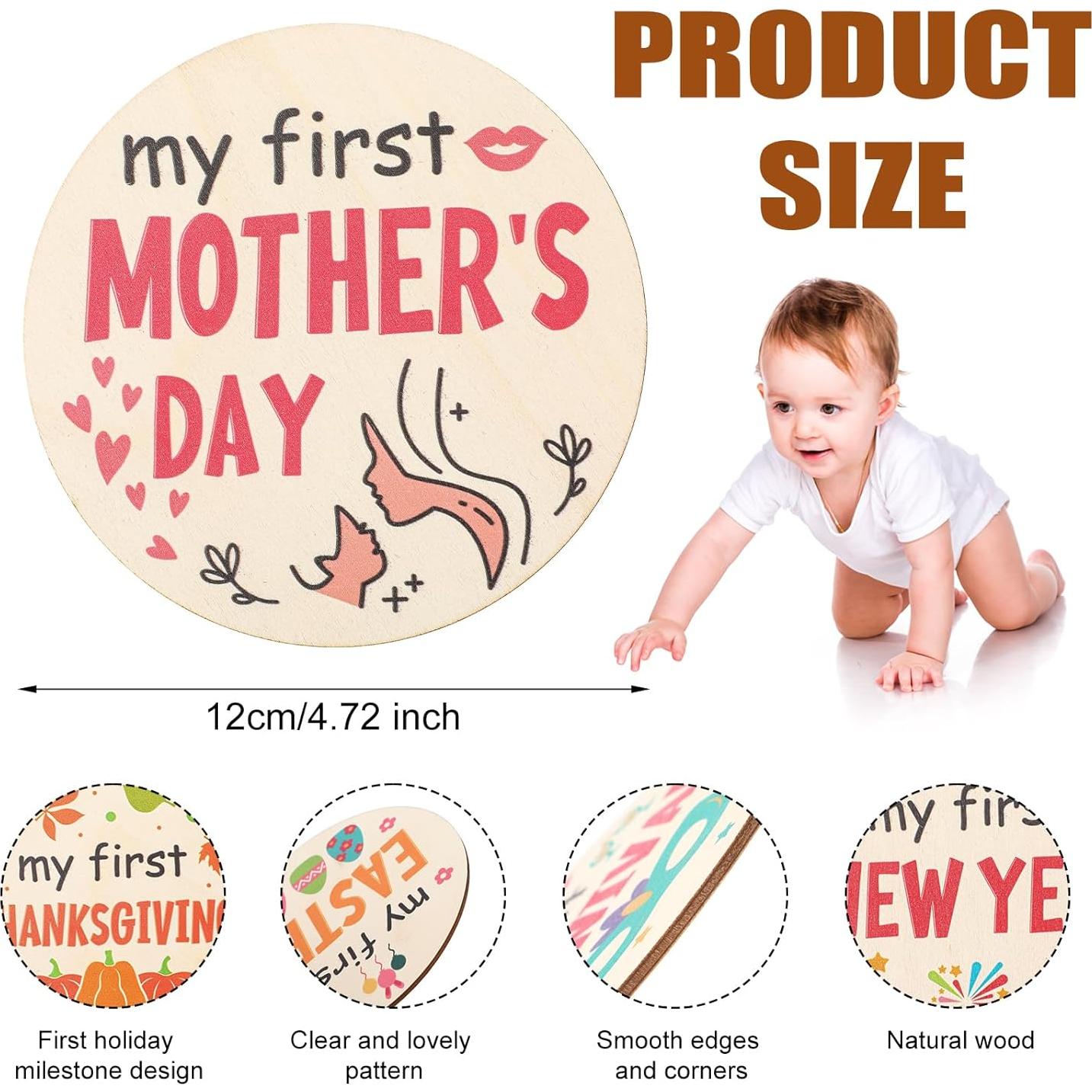 7 Tarjetas de Hitos de Vacaciones para Bebés de Madera