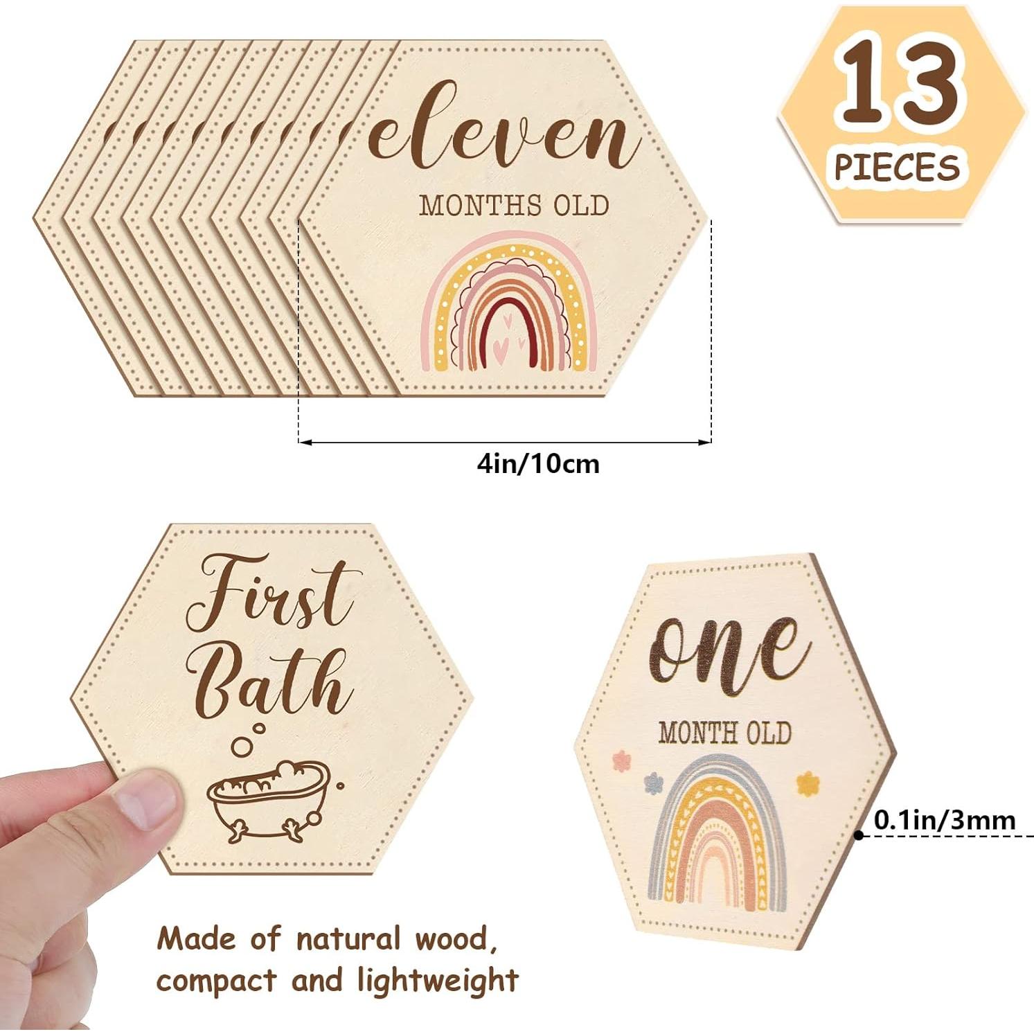 Tarjetas Mensuales de Hitos de Madera Amyhill - 13 Pcs Arcoíris