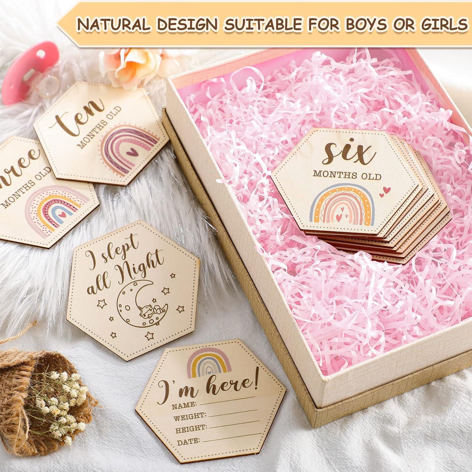 Tarjetas Mensuales de Hitos de Madera Amyhill - 13 Pcs Arcoíris