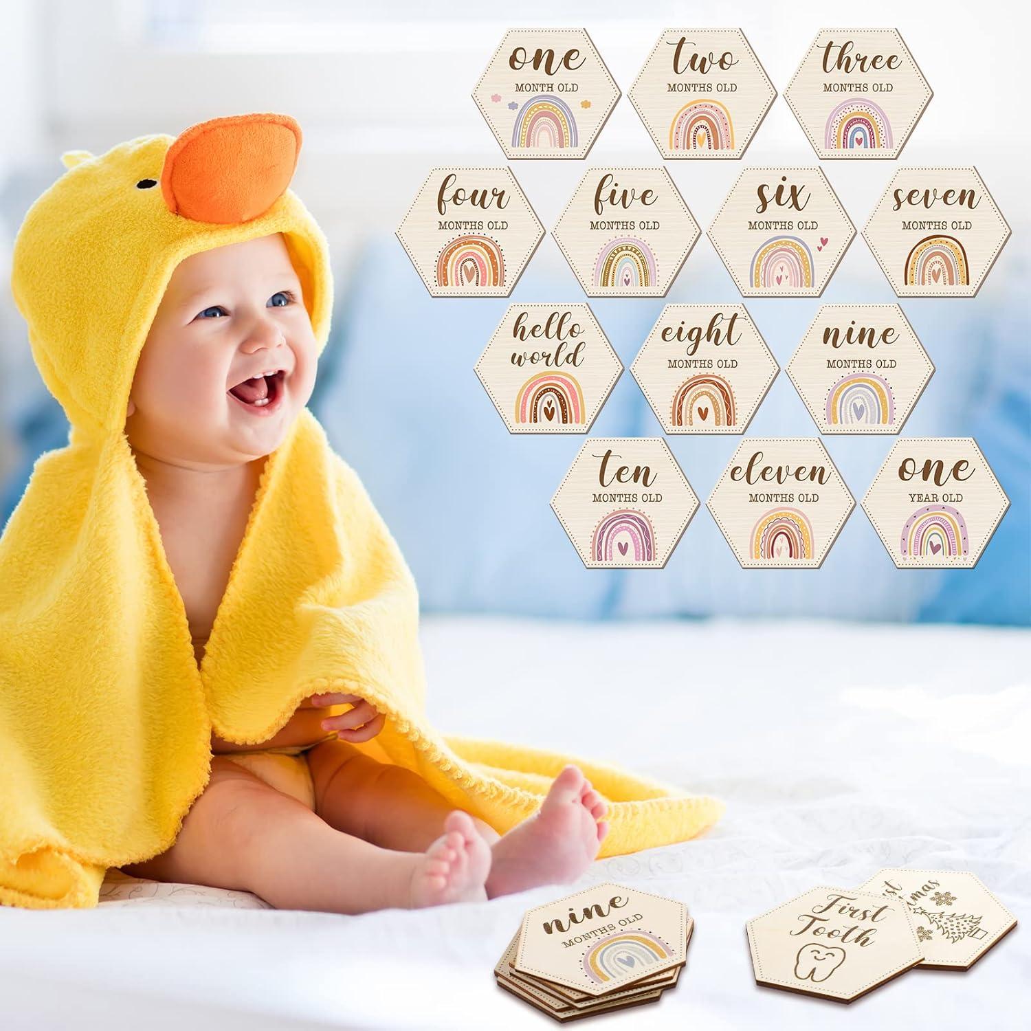 Tarjetas Mensuales de Hitos de Madera Amyhill - 13 Pcs Arcoíris