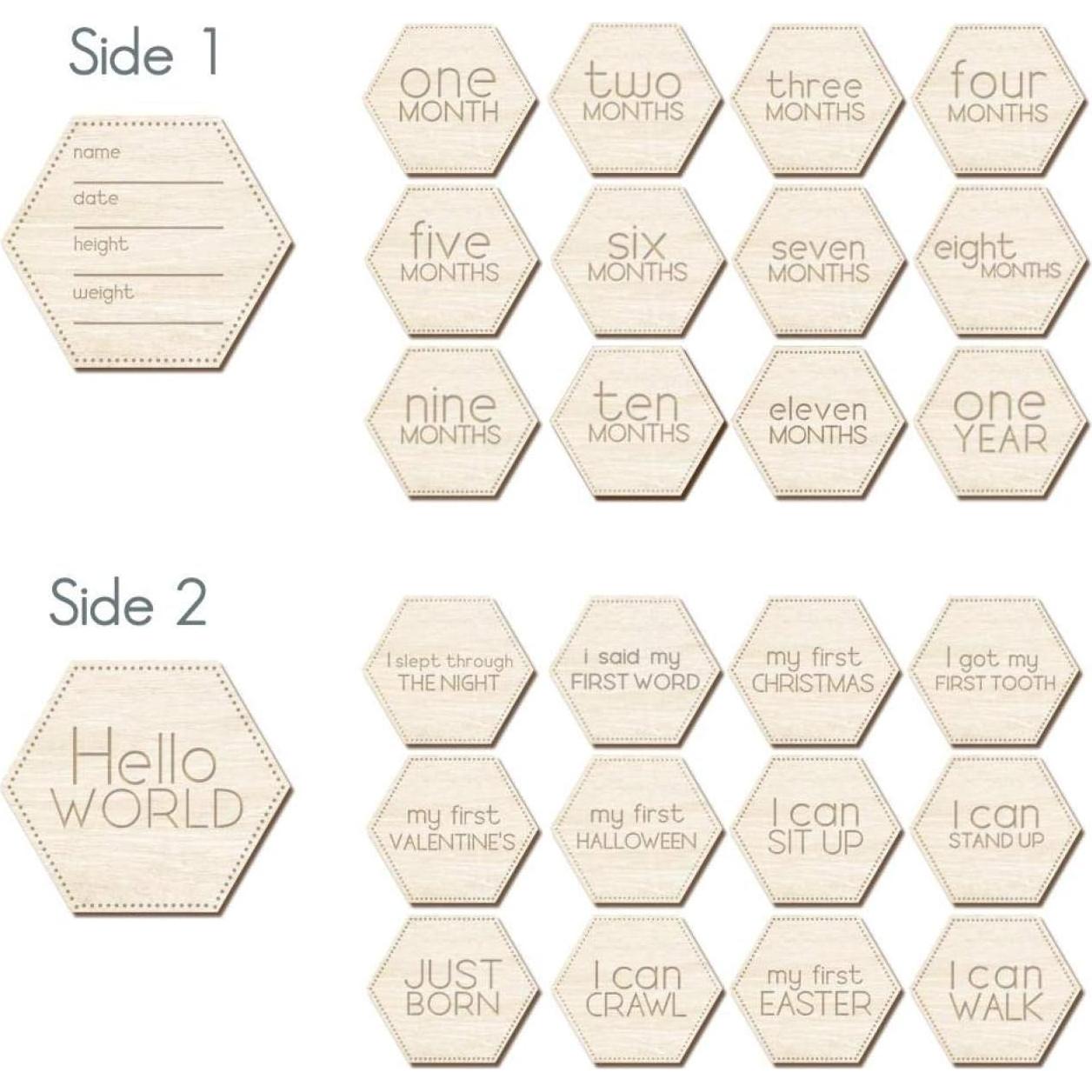 Tarjetas Mensuales de Bebé de Madera Little Moments - 24 Frases