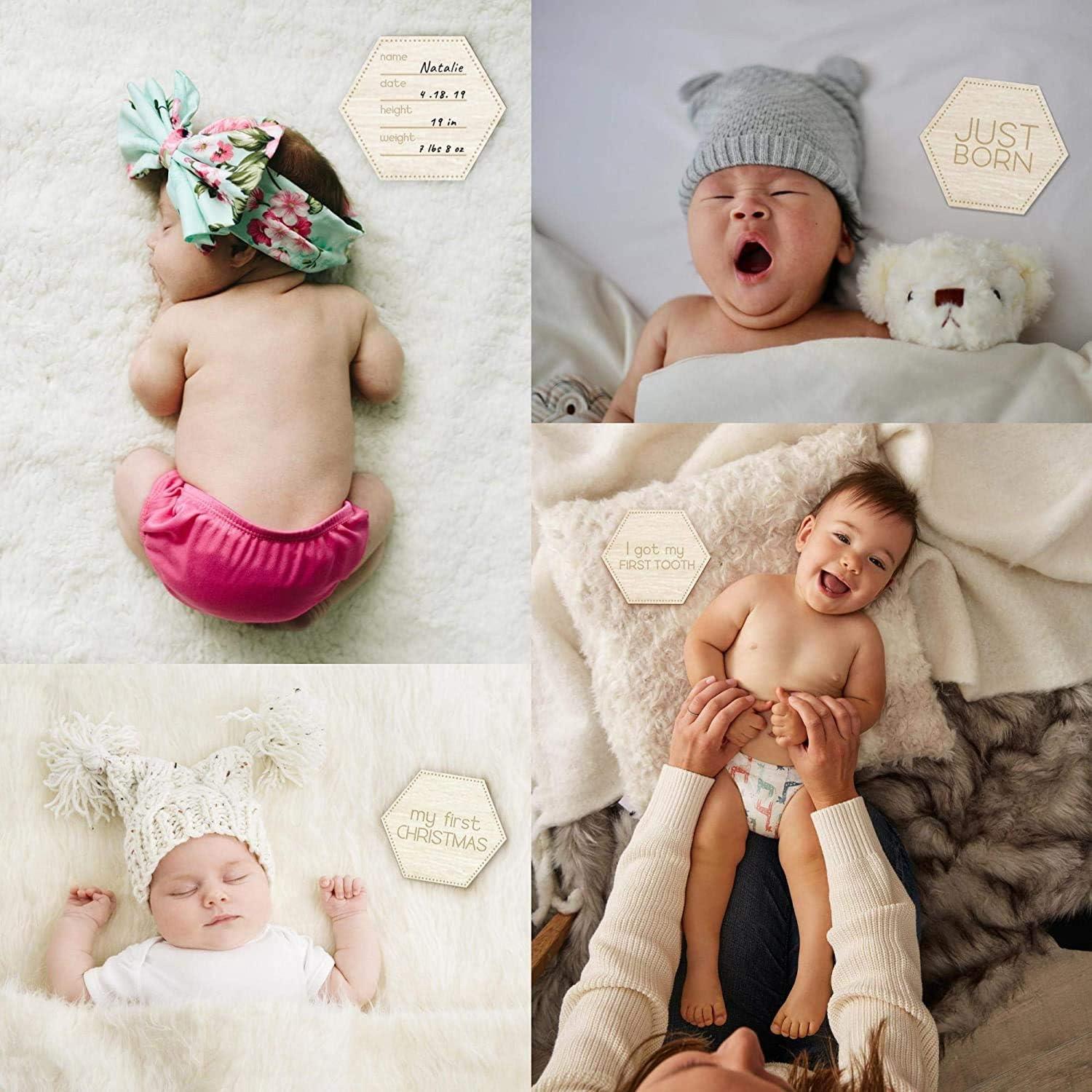 Tarjetas Mensuales de Bebé de Madera Little Moments - 24 Frases