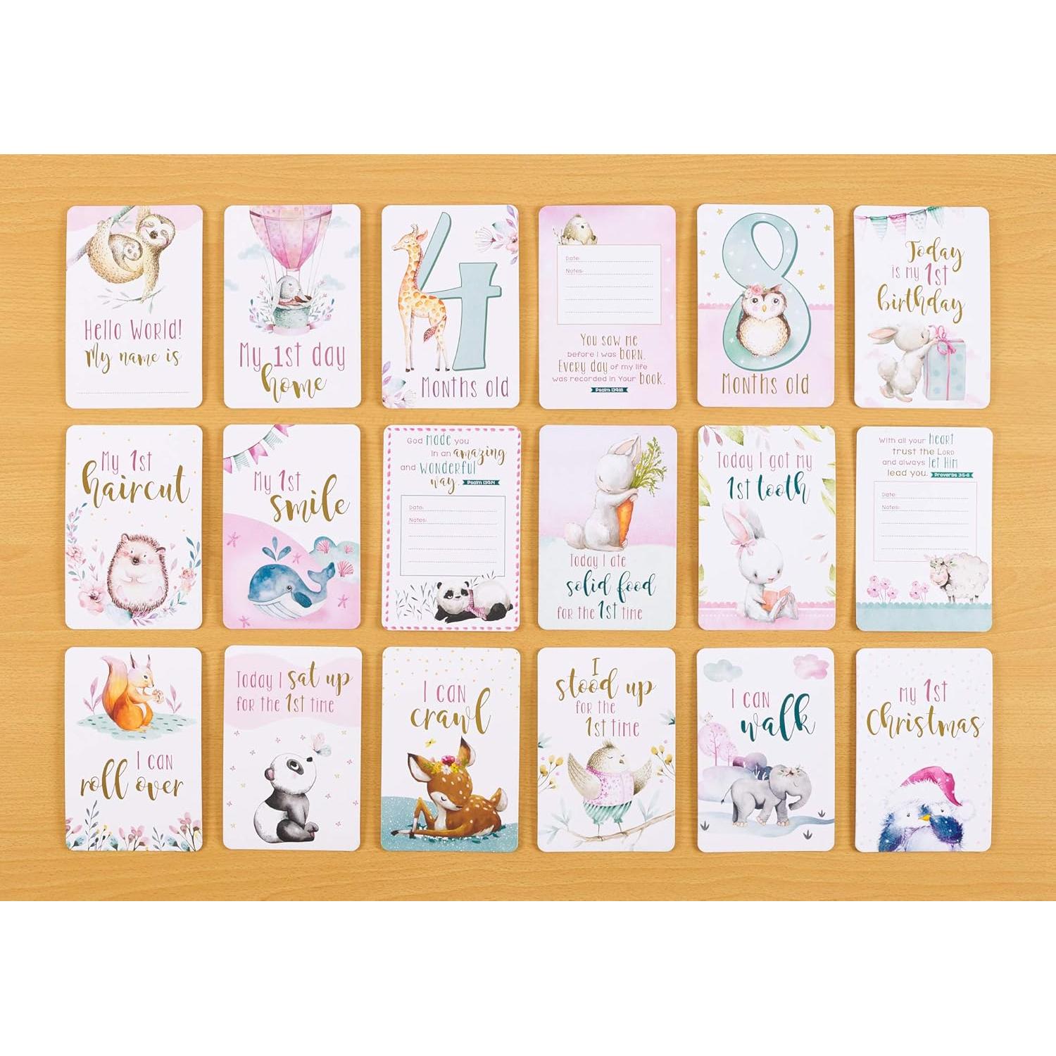 Tarjetas de Hitos para Bebé Niña Christian Art Gifts - 24 Piezas