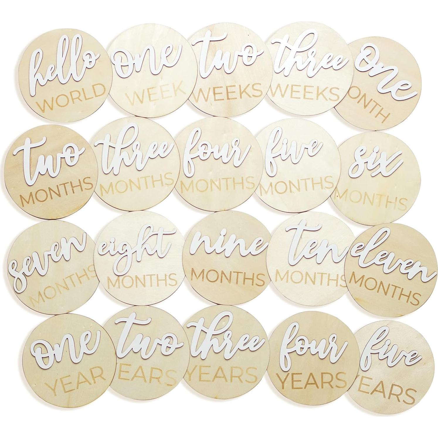 Discos de Hito Mensual de Madera LovelySprouts - 20 Piezas
