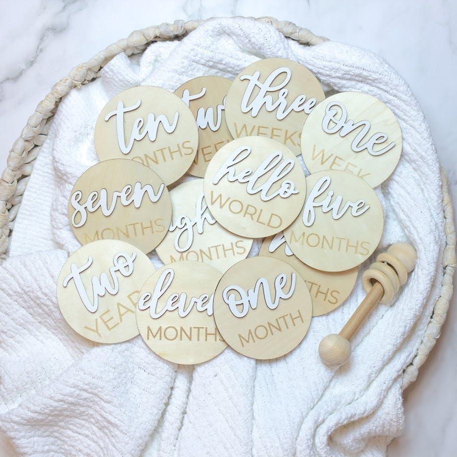 Discos de Hito Mensual de Madera LovelySprouts - 20 Piezas