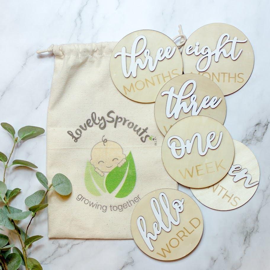 Discos de Hito Mensual de Madera LovelySprouts - 20 Piezas