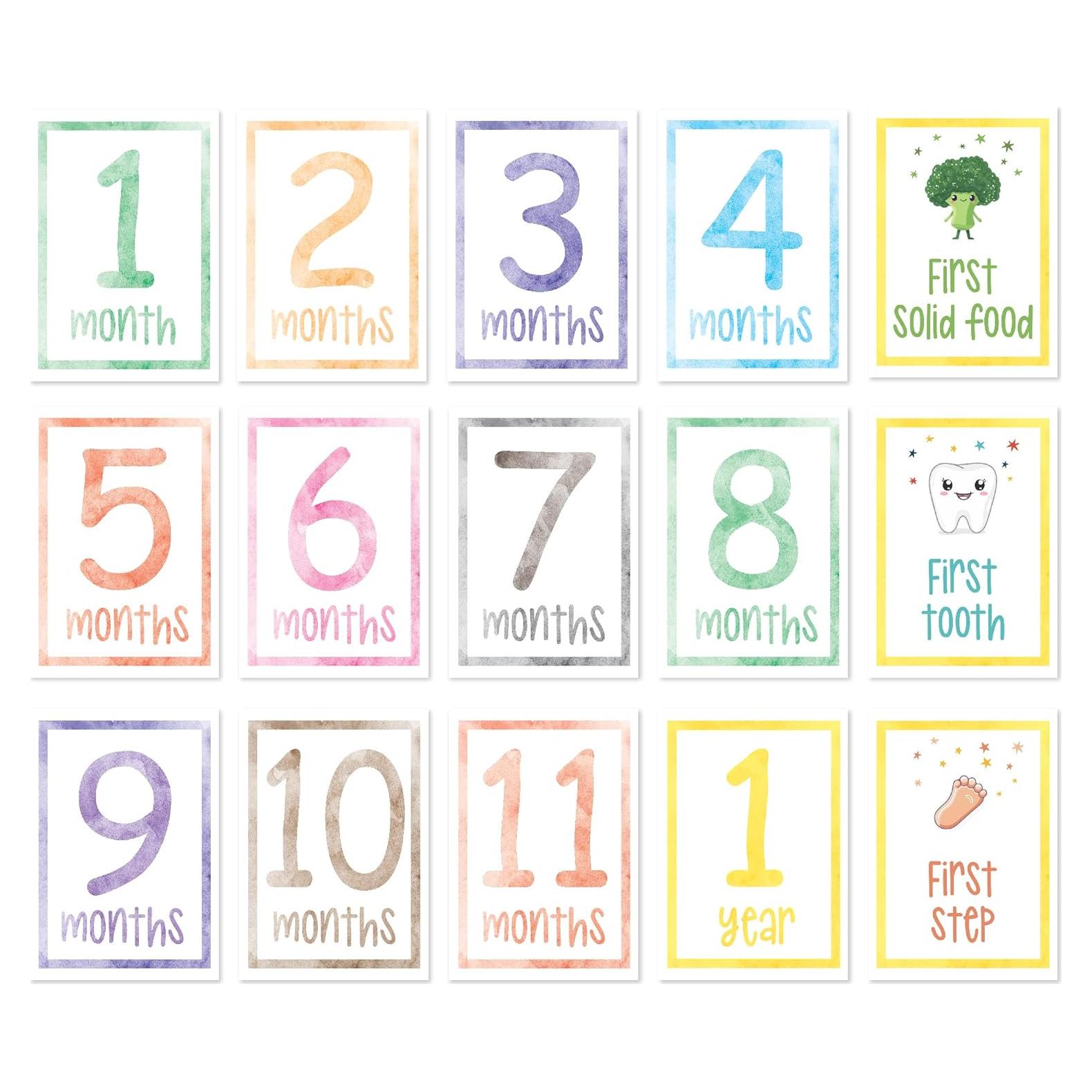 15 Tarjetas de Hitos para Bebés Sam & Lilly - A5 Reversibles