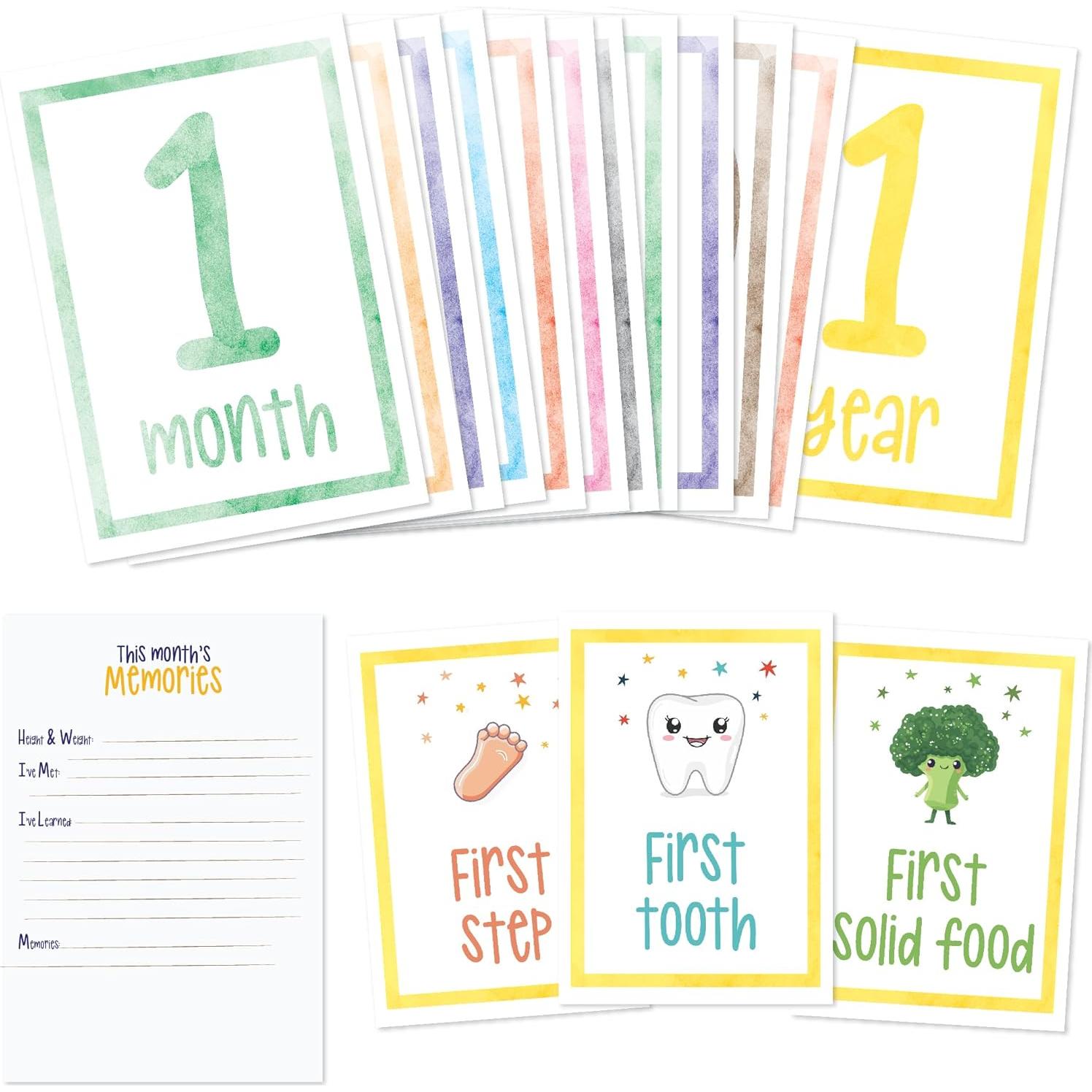 15 Tarjetas de Hitos para Bebés Sam & Lilly - A5 Reversibles