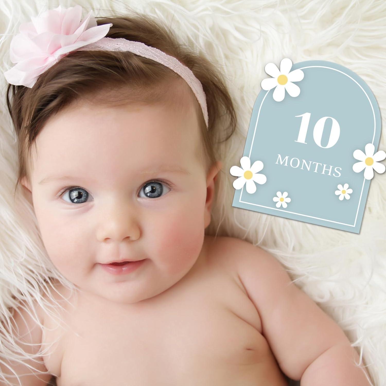 12 Tarjetas de Hitos Acrílicas para Bebés 3D - Baby Shower