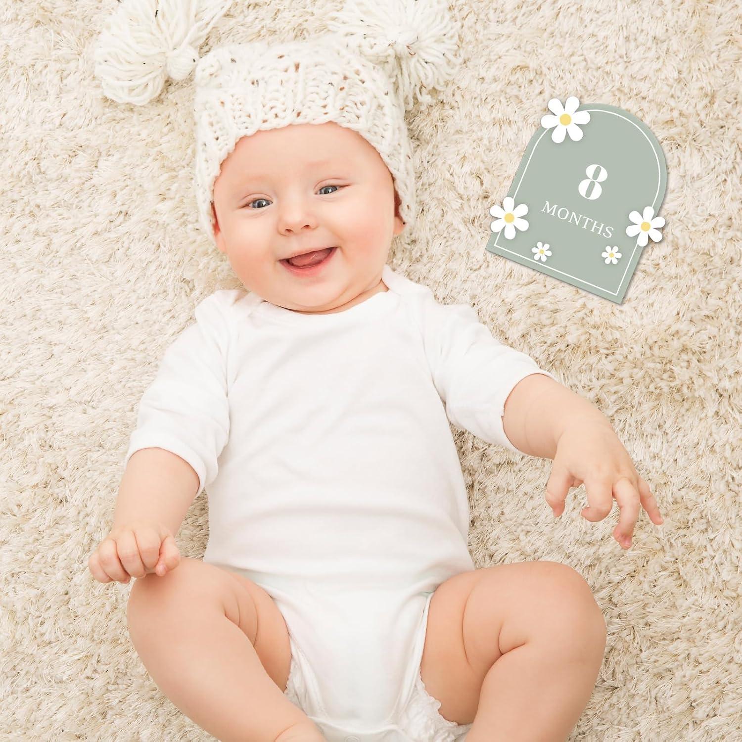 12 Tarjetas de Hitos Acrílicas para Bebés 3D - Baby Shower