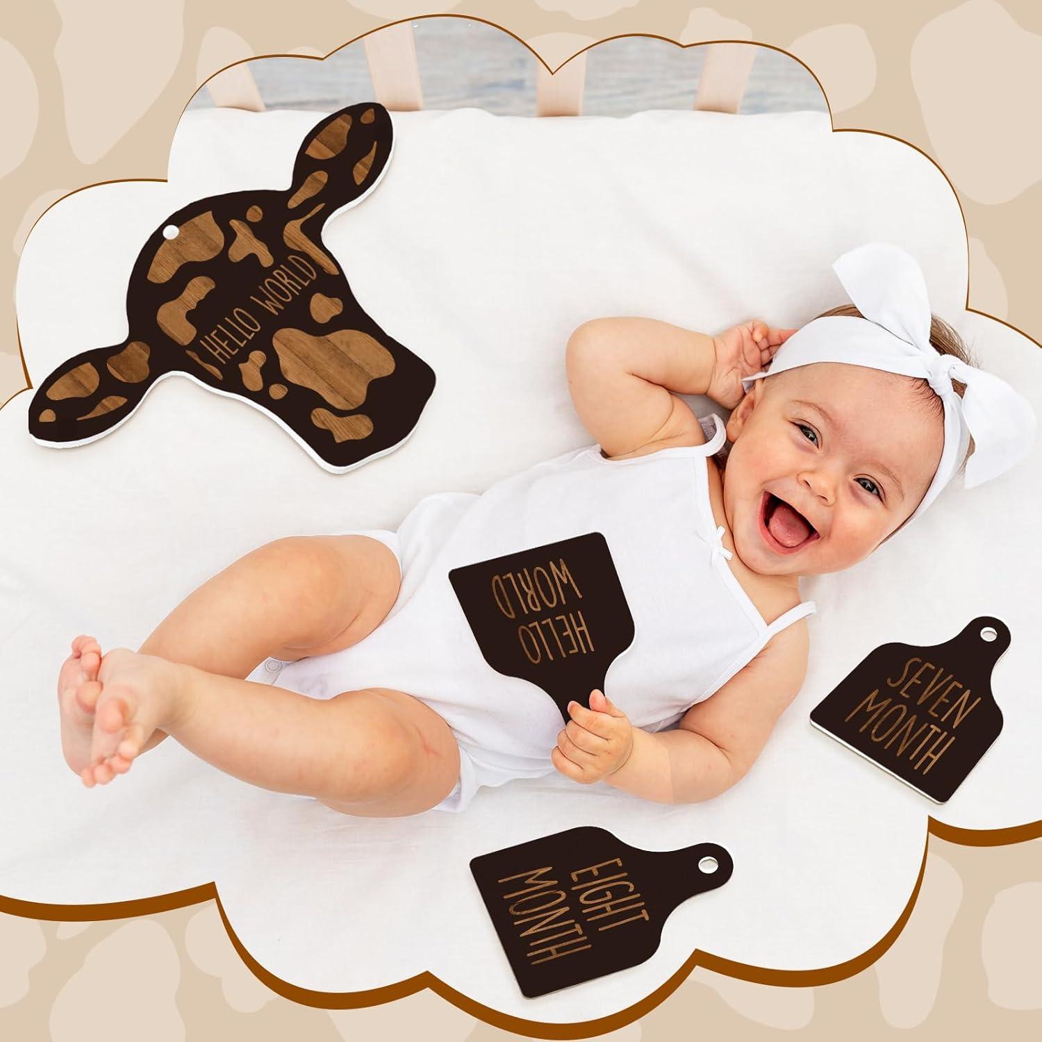 Tarjetas de Hitos Mensuales Bebé Maitys 14 Piezas Madera