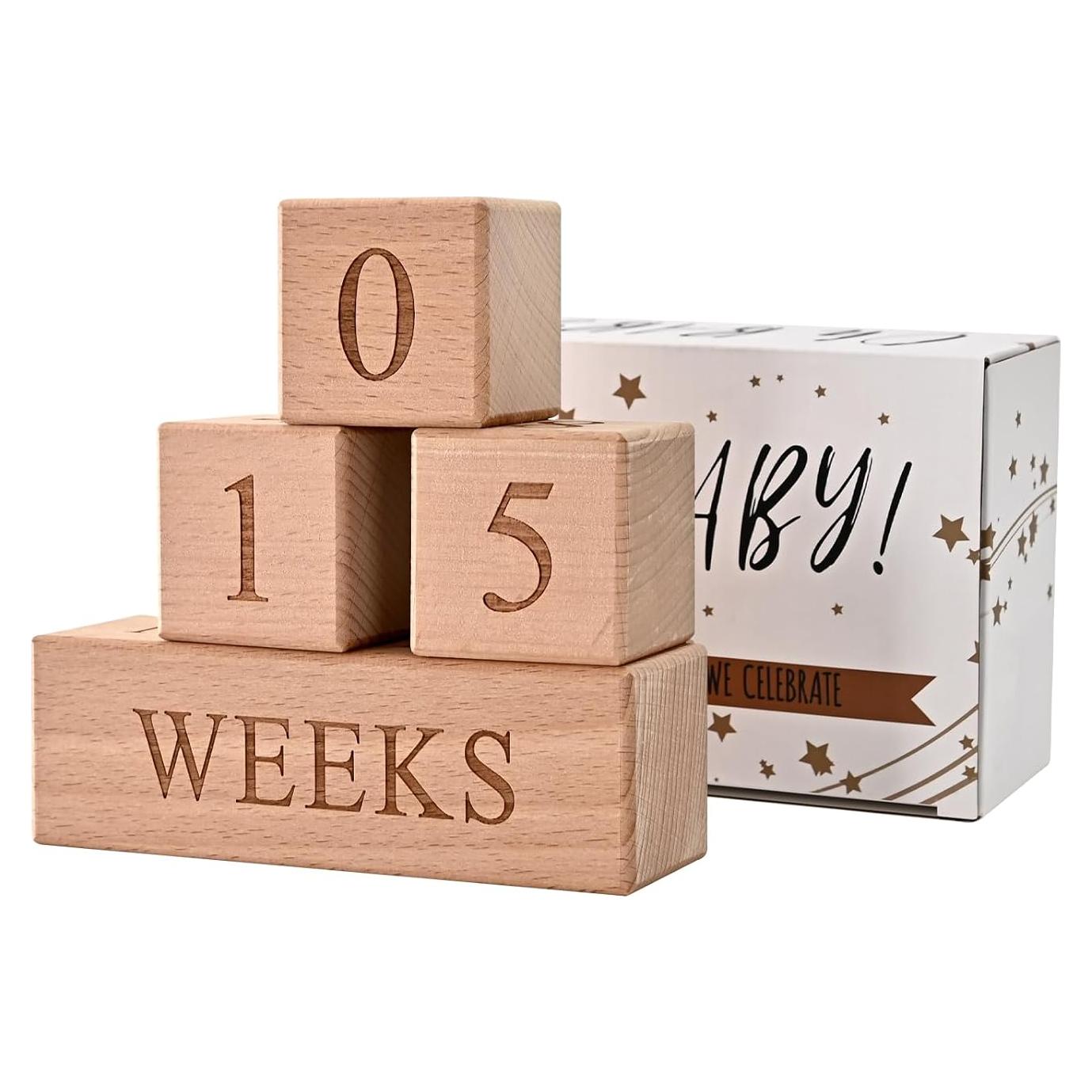 Bloques de Hitos Mensuales de Madera para Bebés - 0-3 Años