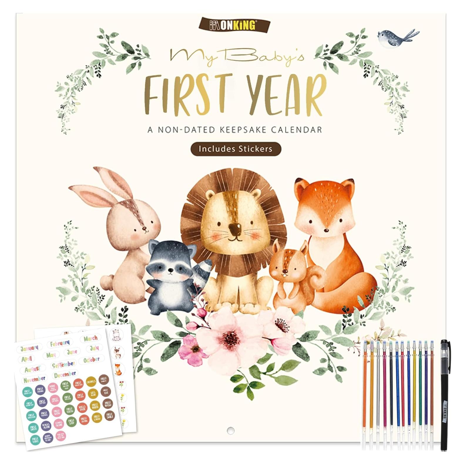 Calendario del Primer Año del Bebé Monking con Stickers