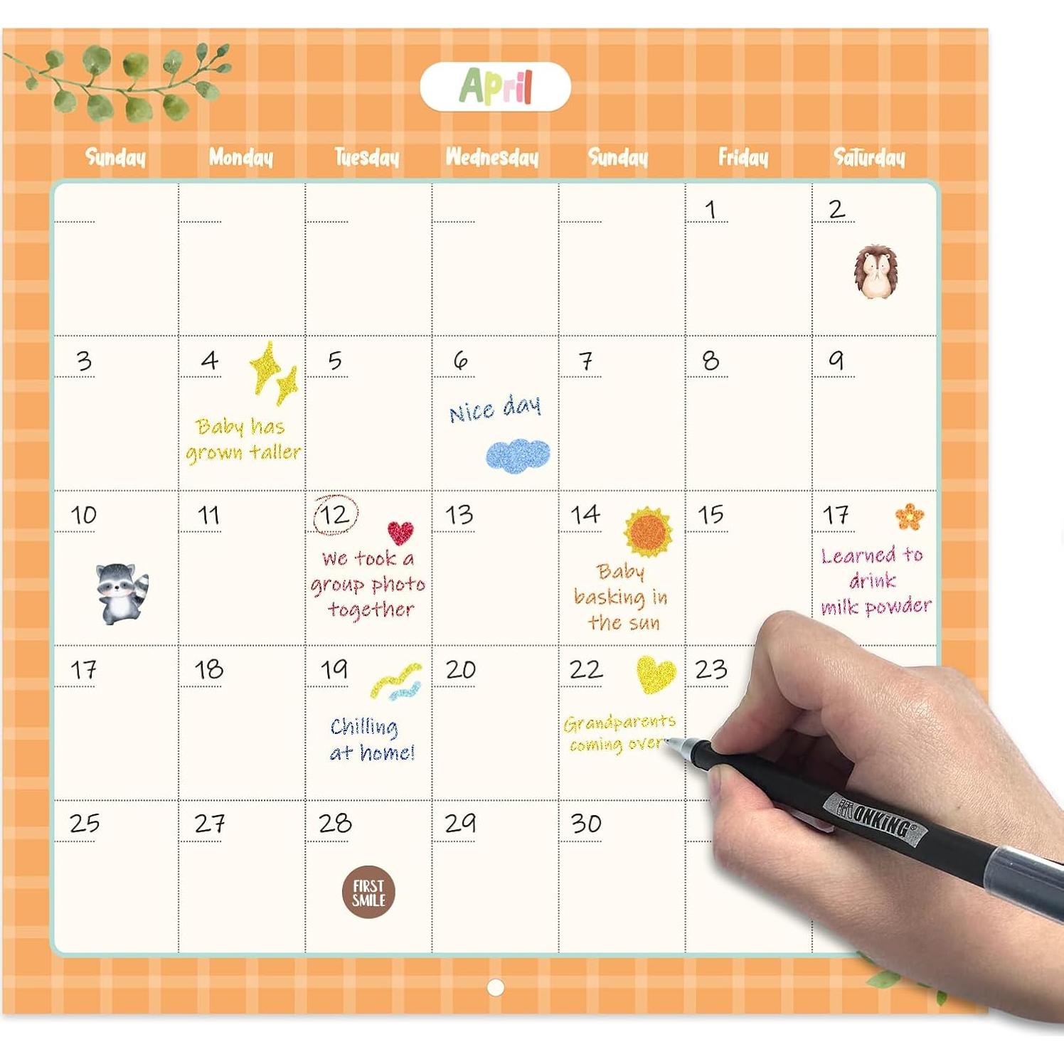 Calendario del Primer Año del Bebé Monking con Stickers