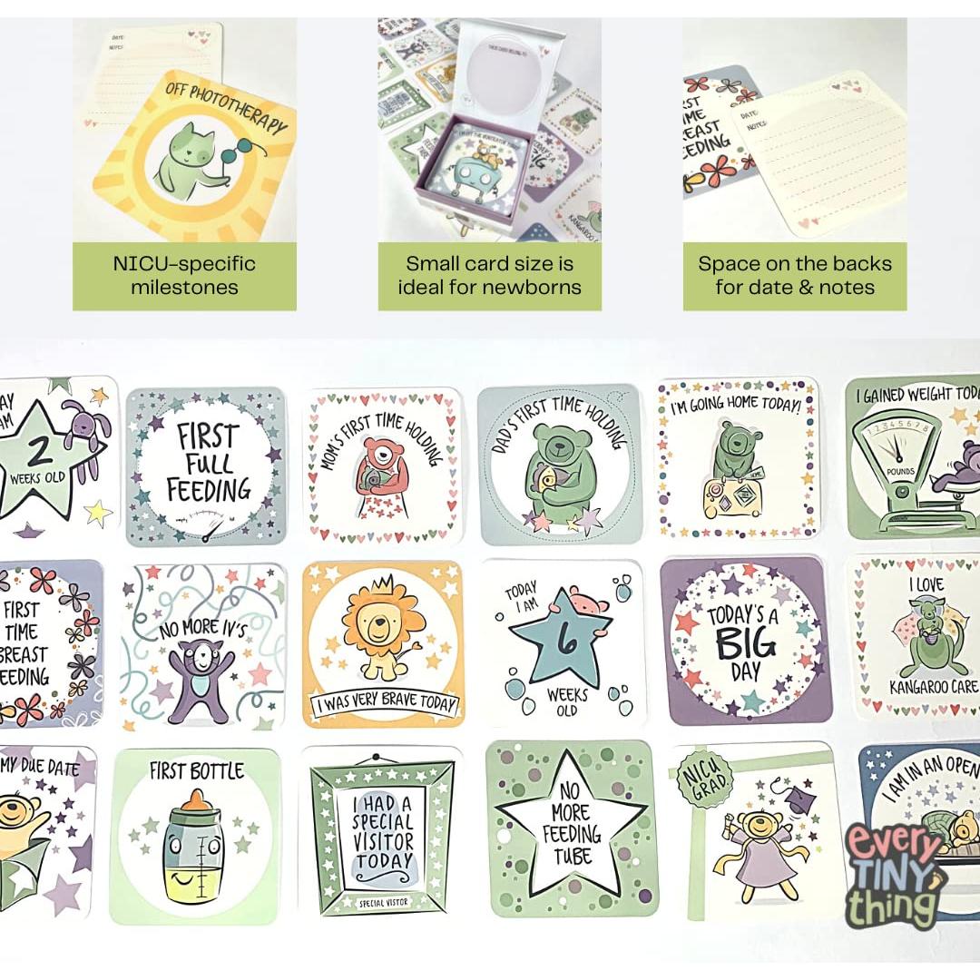 Tarjetas de Fotos de Hitos NICU Every Tiny Thing - 50 Tarjetas