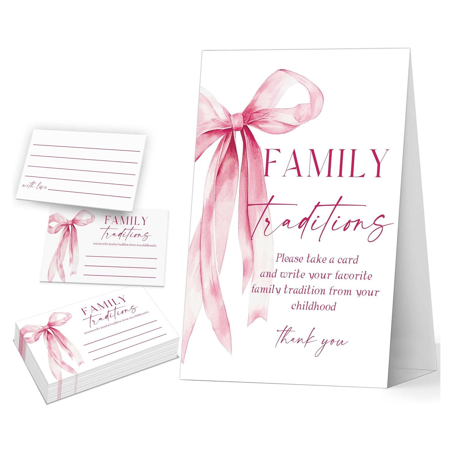 Tarjetas de Juegos de Baby Shower Aprlsw - Lazo Rosa - 50 Piezas