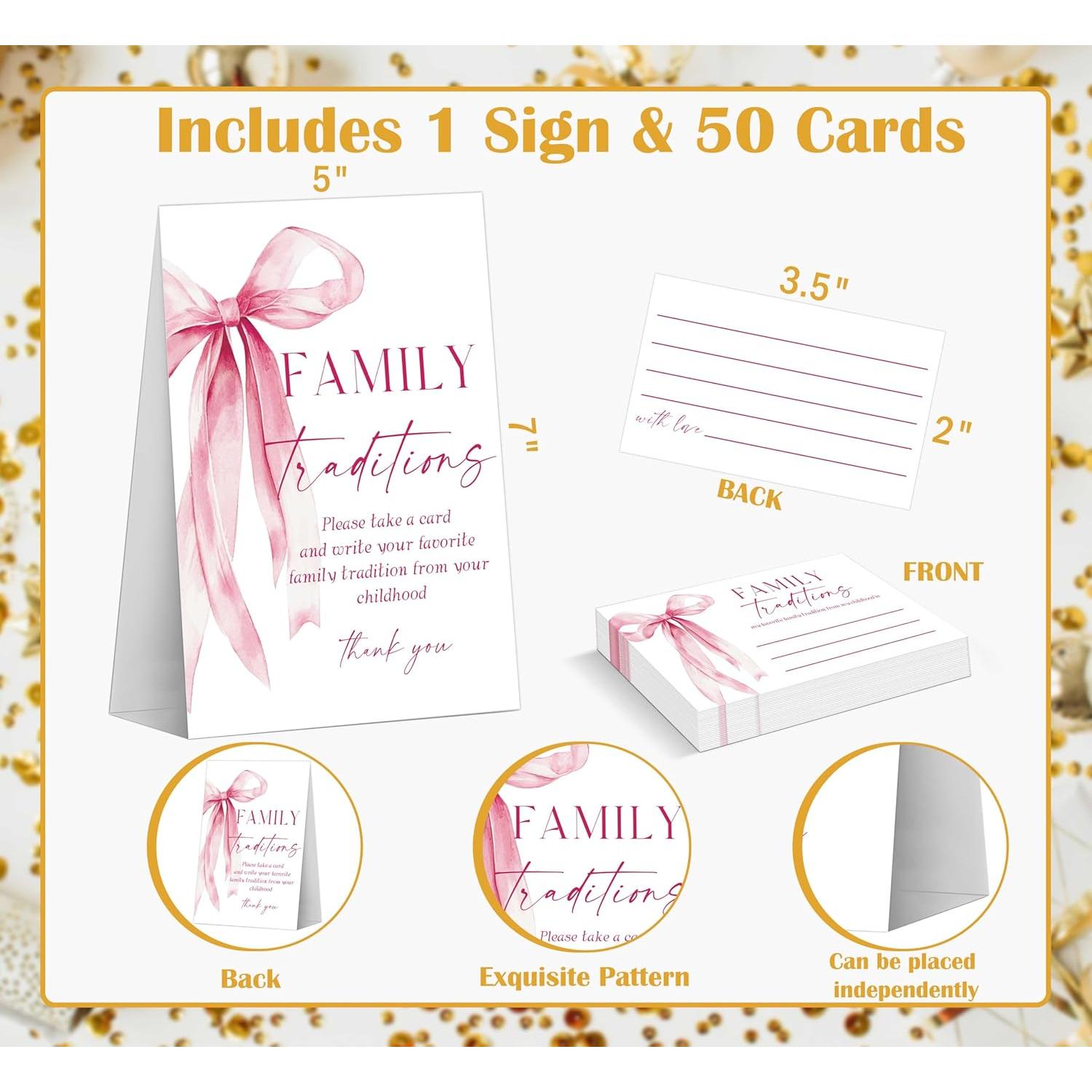 Tarjetas de Juegos de Baby Shower Aprlsw - Lazo Rosa - 50 Piezas