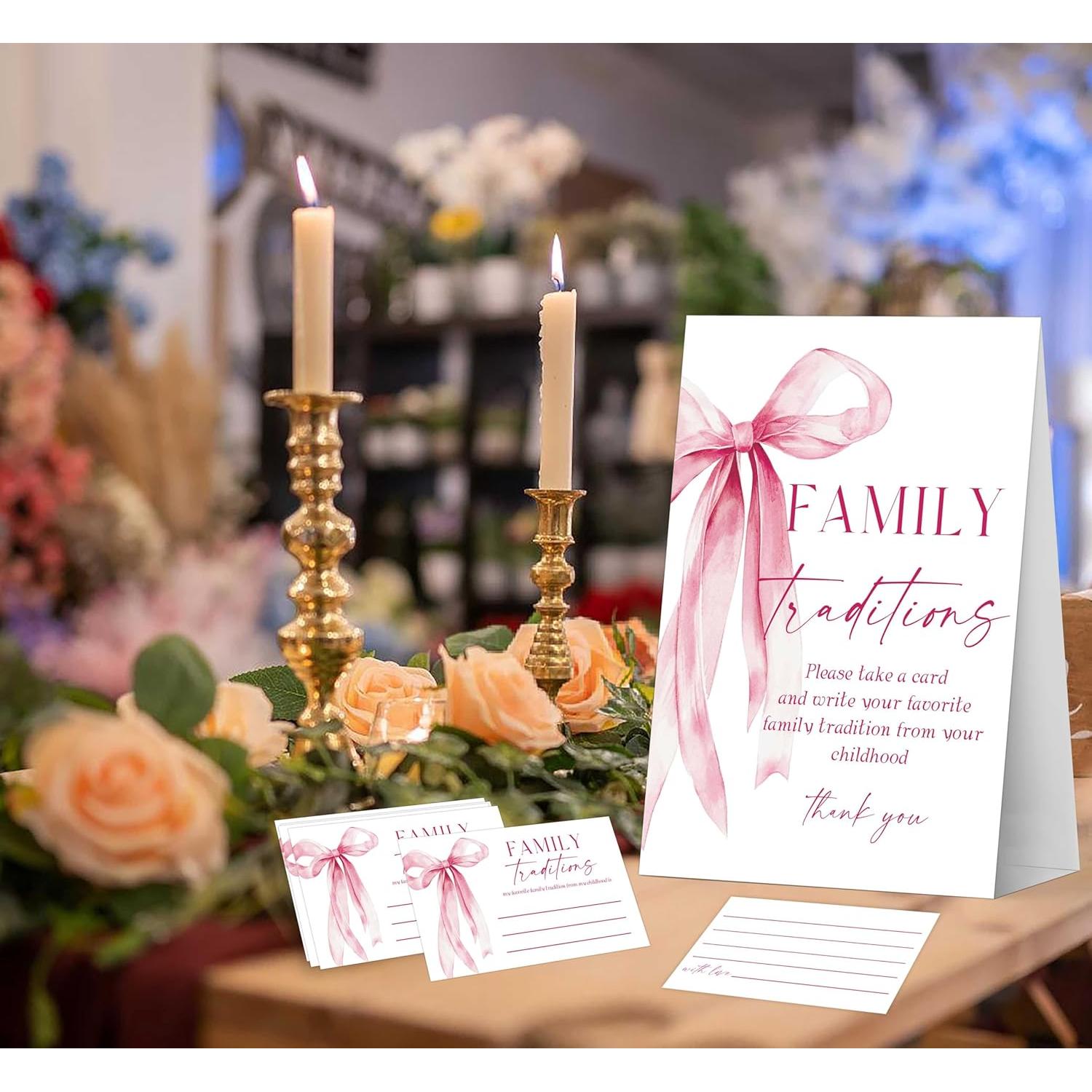 Tarjetas de Juegos de Baby Shower Aprlsw - Lazo Rosa - 50 Piezas