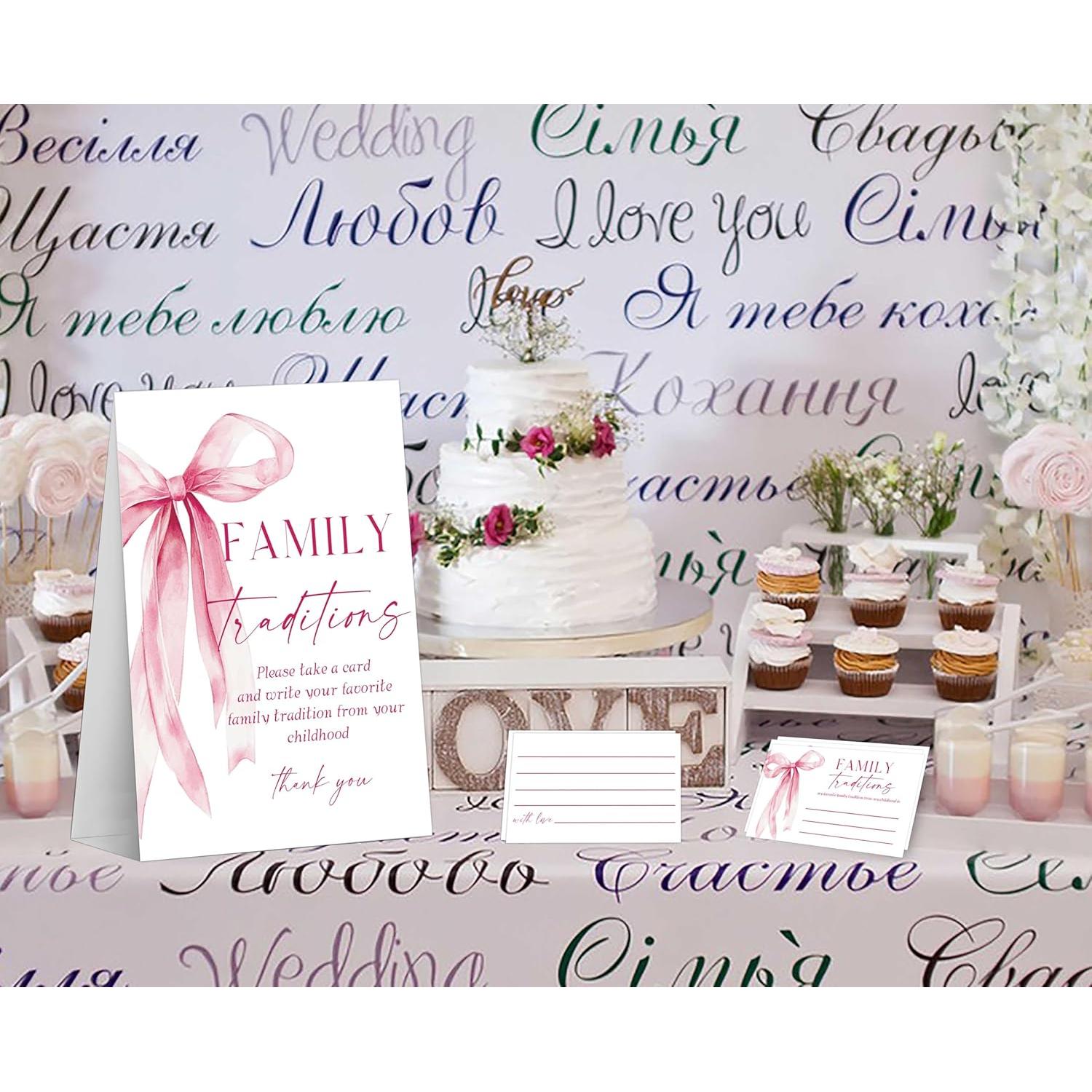 Tarjetas de Juegos de Baby Shower Aprlsw - Lazo Rosa - 50 Piezas