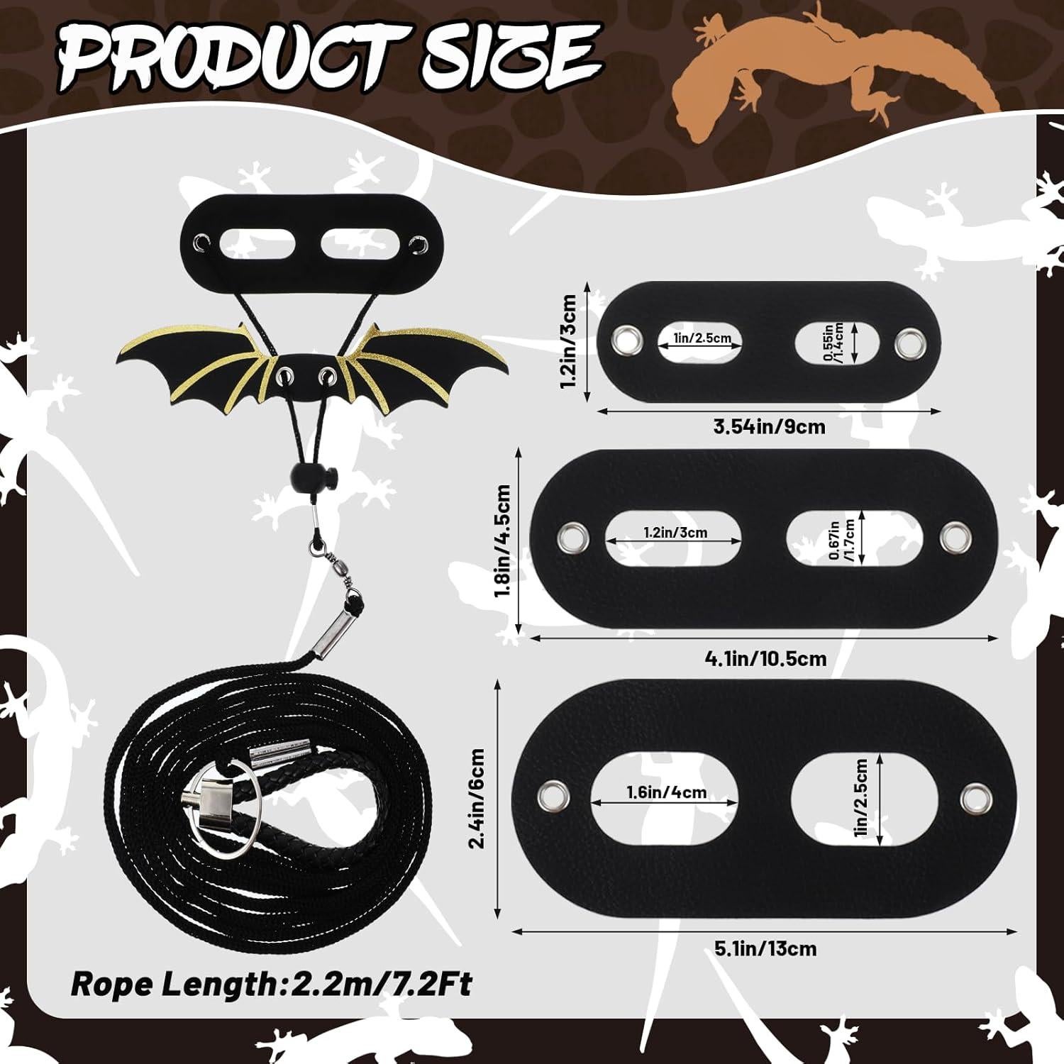 Conjunto Correa y Arnés Ajustable Dragón Barbudo Quilax