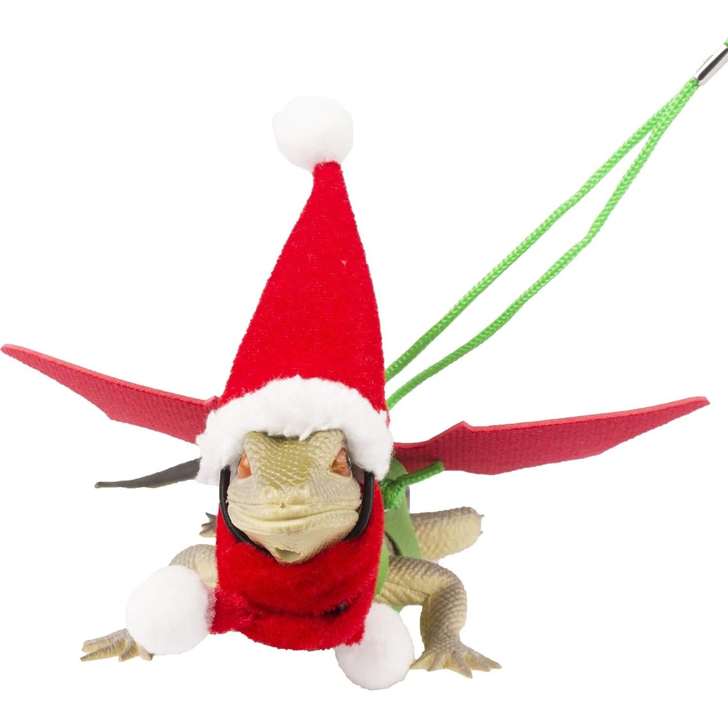 Conjunto Navidad Dragón Barbudo ADOGGYGO: Sombrero, Bufanda y Correa