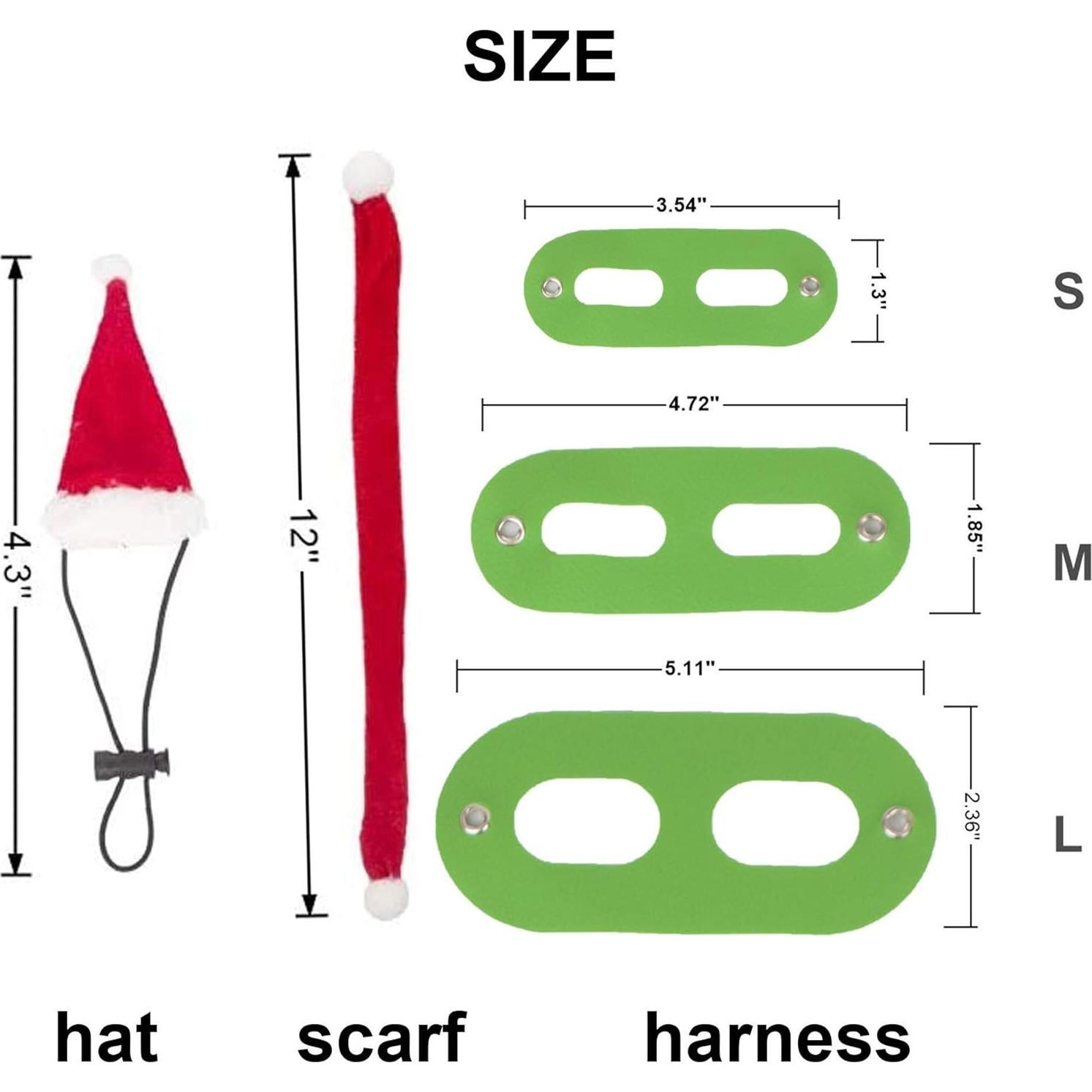 Conjunto Navidad Dragón Barbudo ADOGGYGO: Sombrero, Bufanda y Correa