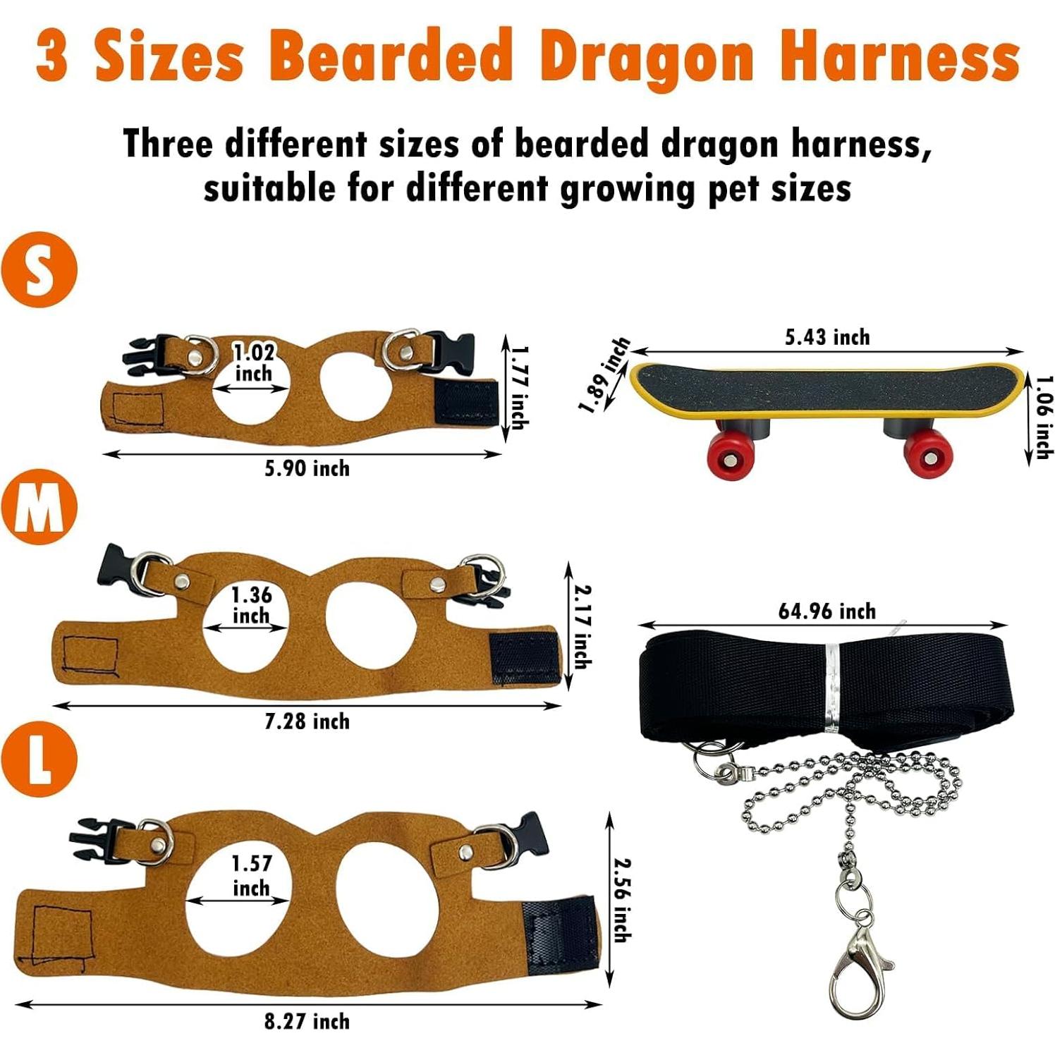 Conjunto Arnés y Correa Ajustable Dragón Barbudo PINVNBY - 3 Tamaños