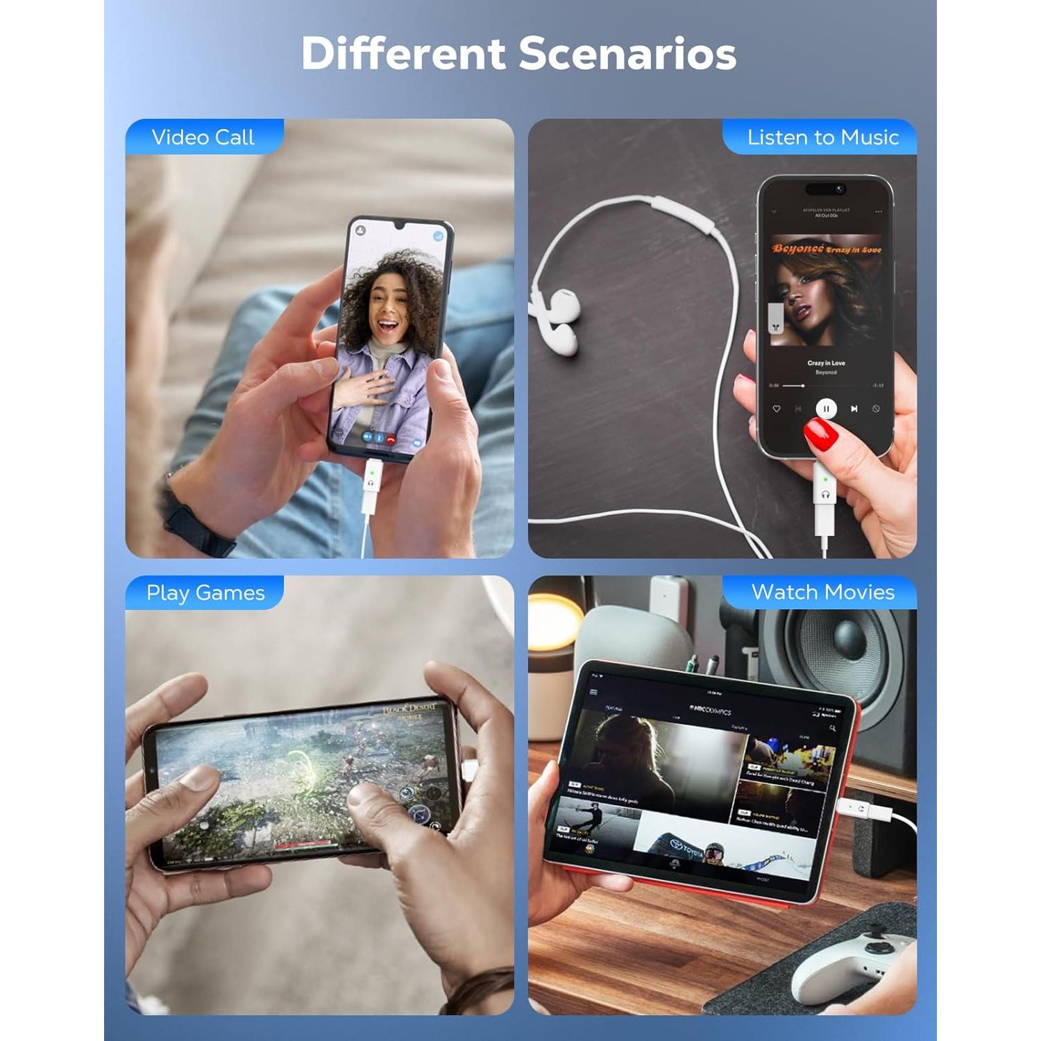 Adaptador de audio MoKo USB C a Lightning para iPhone 16/15