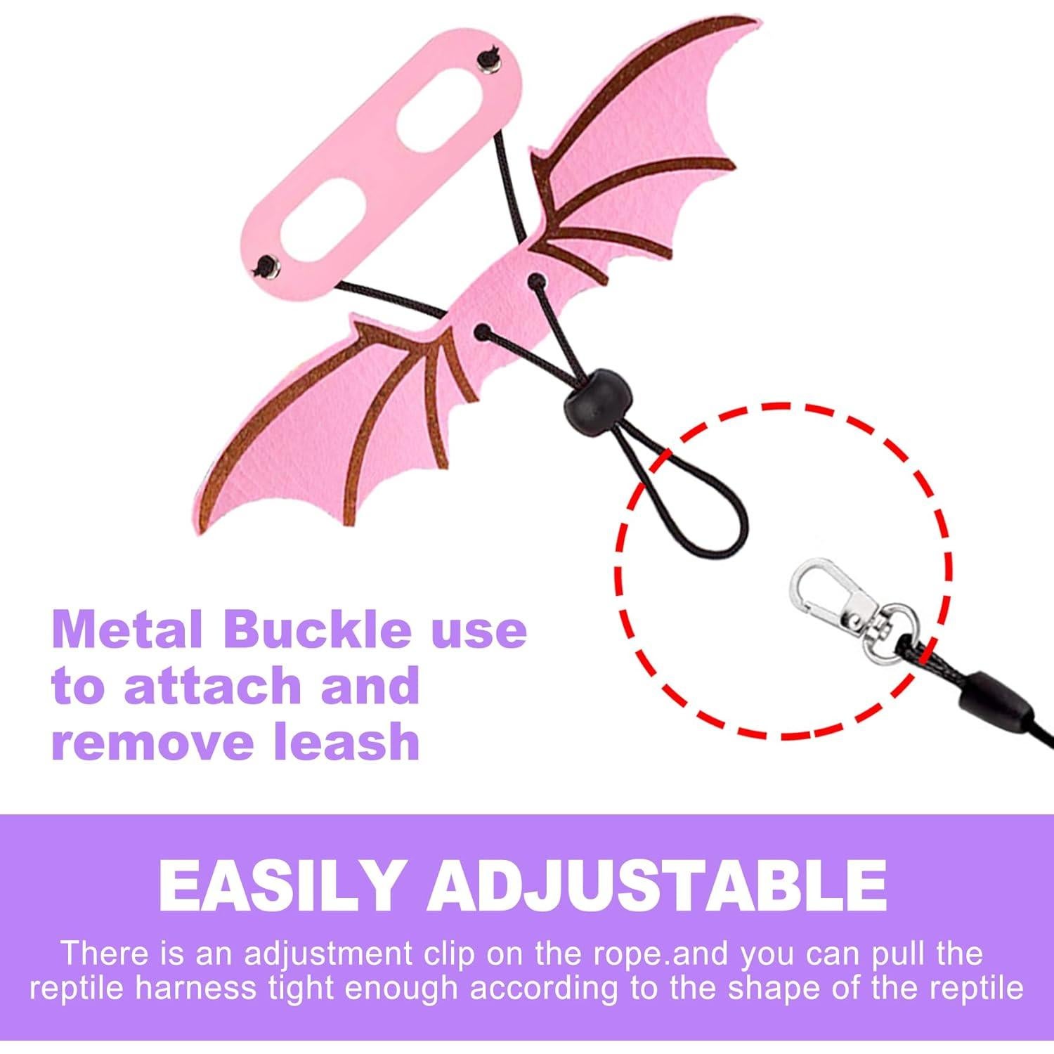 Juego de Arnés y Correa Ajustable ZeriLion para Reptiles - Rosa