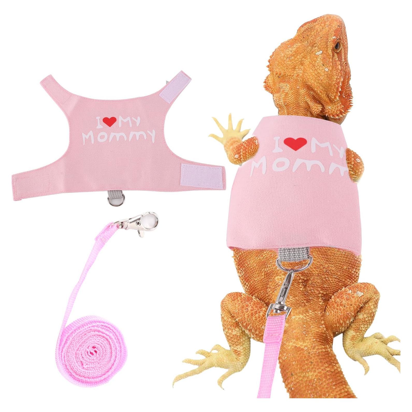 Arnés Ajustable para Dragón Barbudo WEVONIGU con Correa Rosa