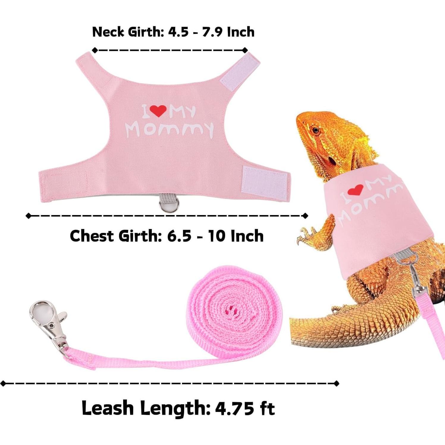 Arnés Ajustable para Dragón Barbudo WEVONIGU con Correa Rosa