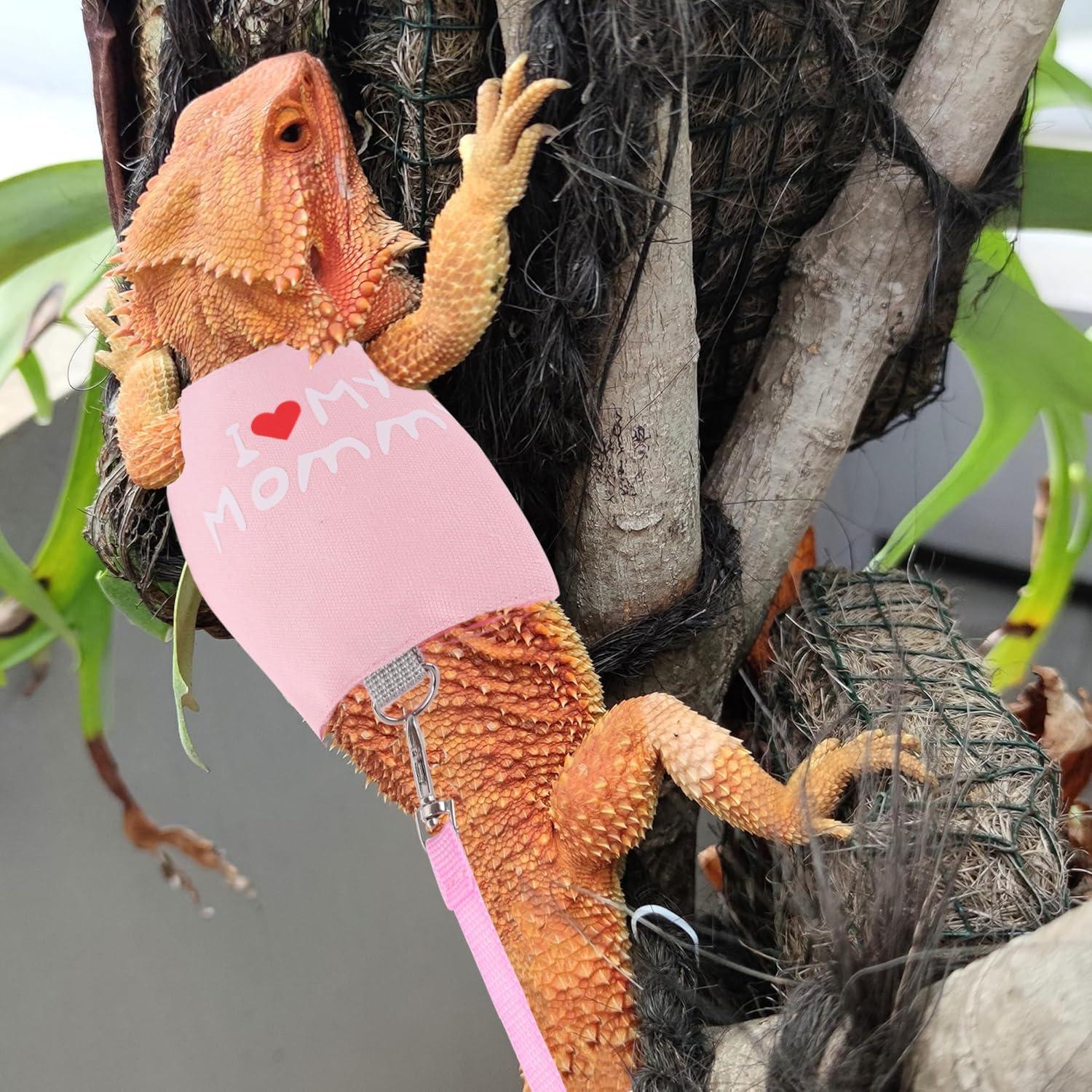 Arnés Ajustable para Dragón Barbudo WEVONIGU con Correa Rosa