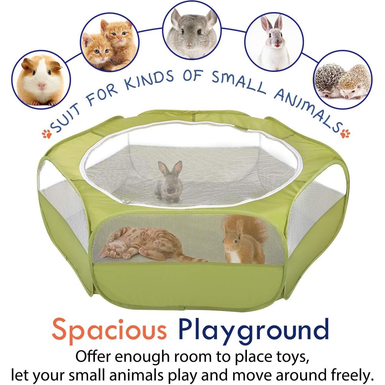 Cercado Portátil Pawaboo para Animales Pequeños Verde 133x38 cm