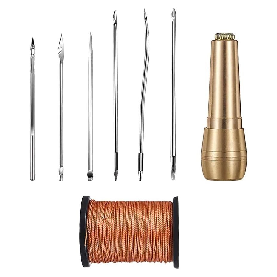 Kit de Agujas de Coser GSHLLO 8 Piezas con Hilo de Nylon 50m