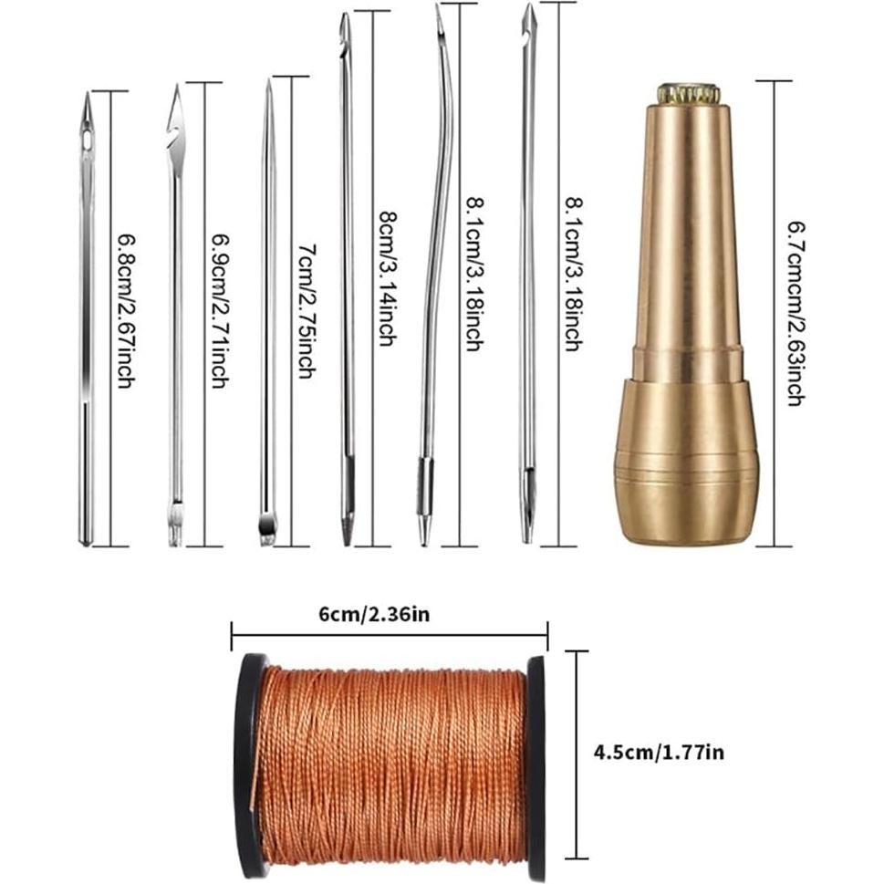 Kit de Agujas de Coser GSHLLO 8 Piezas con Hilo de Nylon 50m